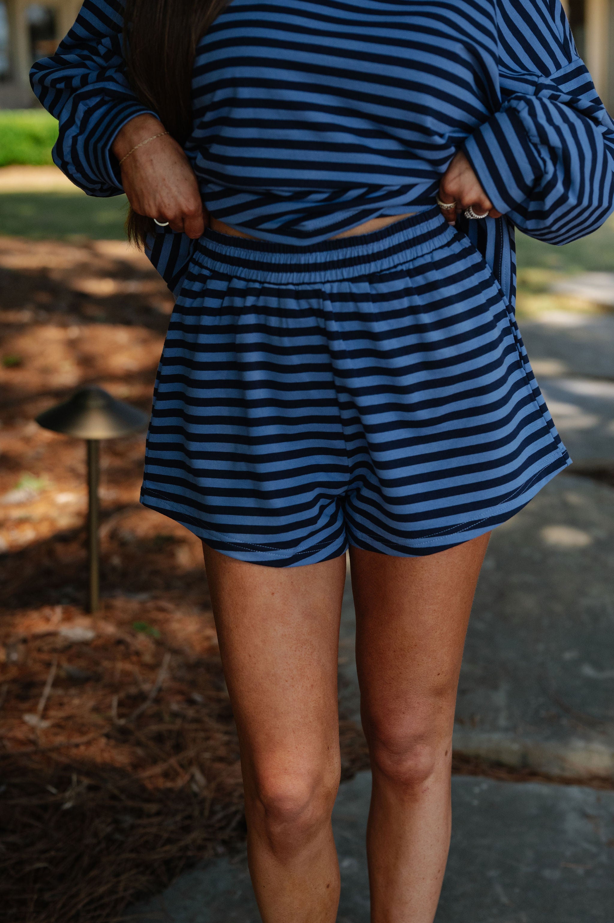 Lexi Striped Short Set-Navy