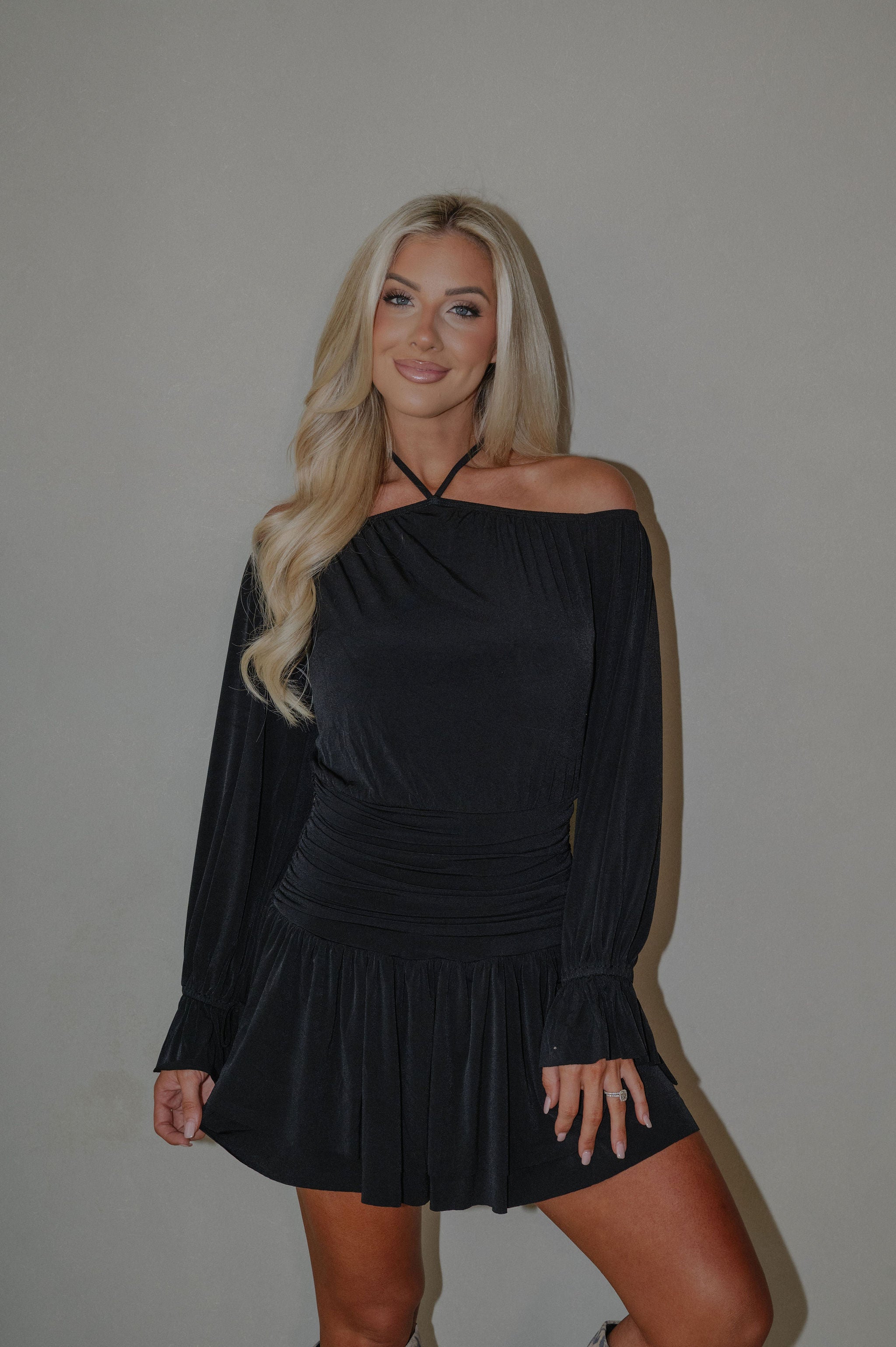 OTS Halter Neck Dress- Black