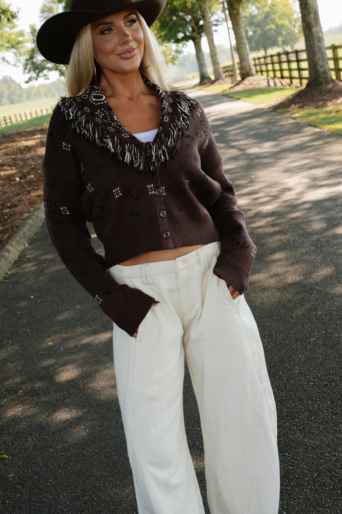 Bandana Knit Cardigan-Espresso