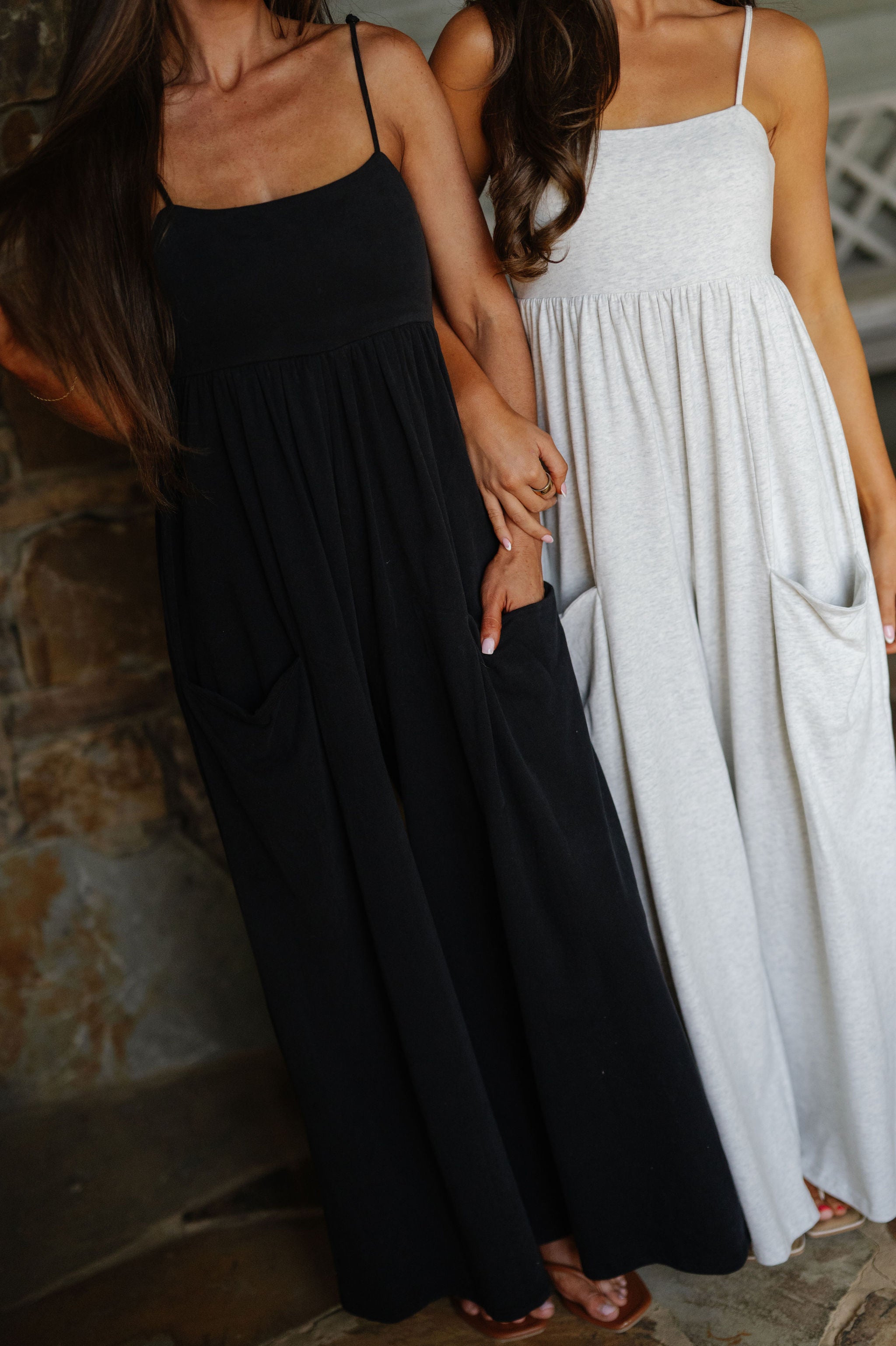 Strappy Empire Wide Leg Jumpsuit-Light Grey