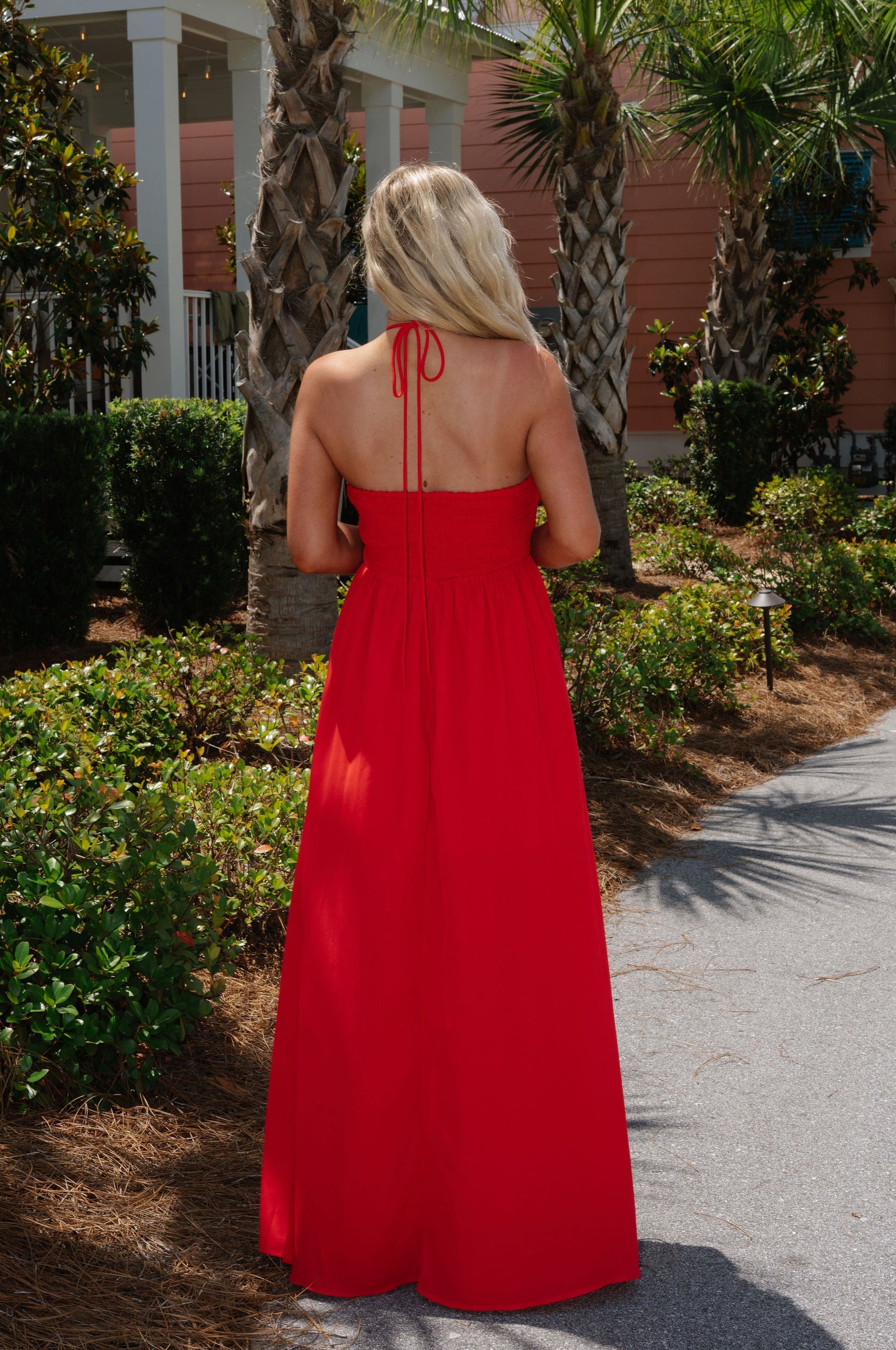Hudson Floral Detail Maxi Dress-Red