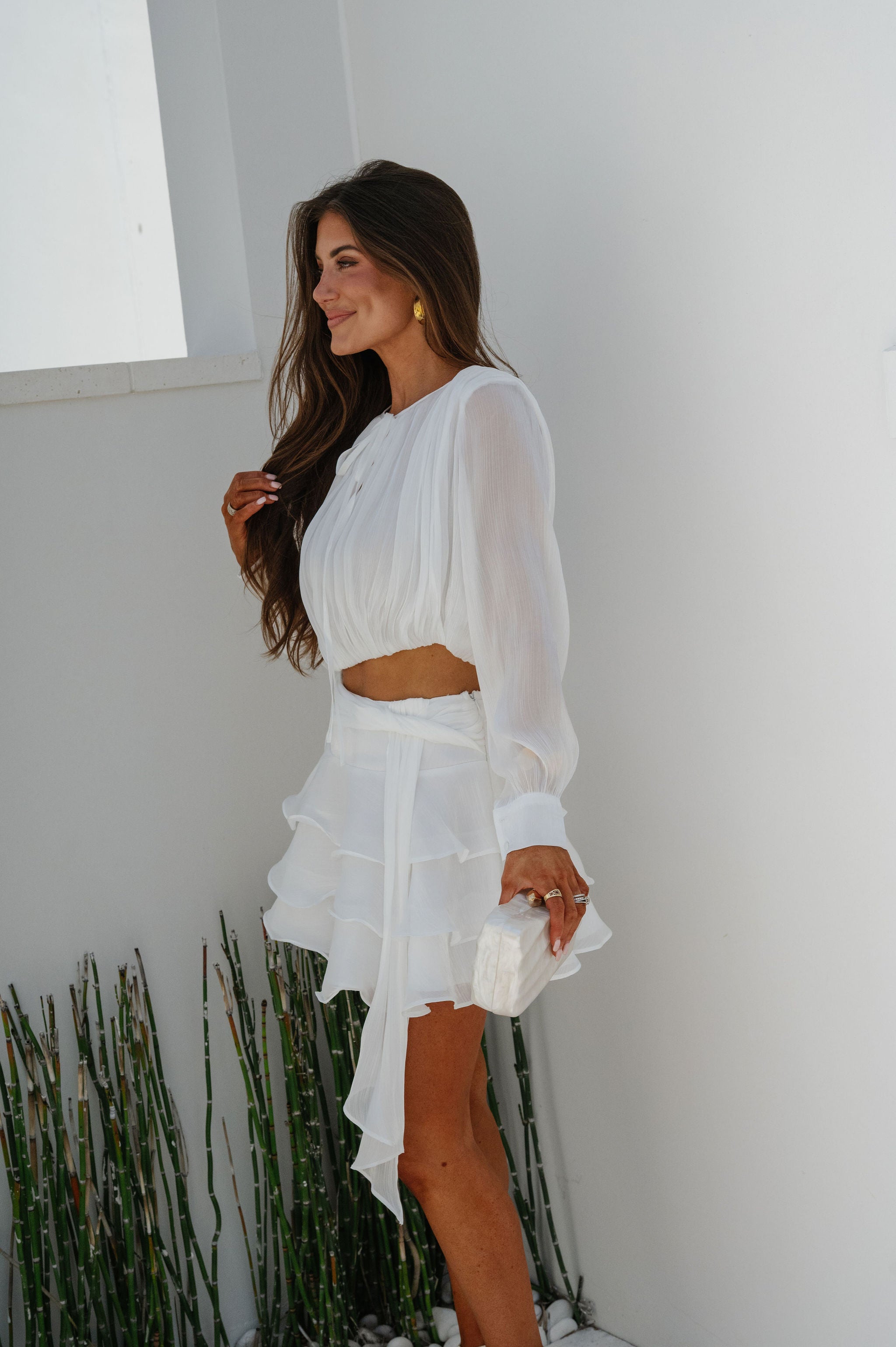 Becca Organza Skirt Set-White