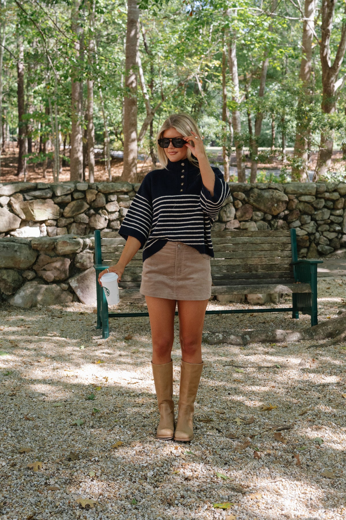 Palmer Striped Collared Sweater-Navy