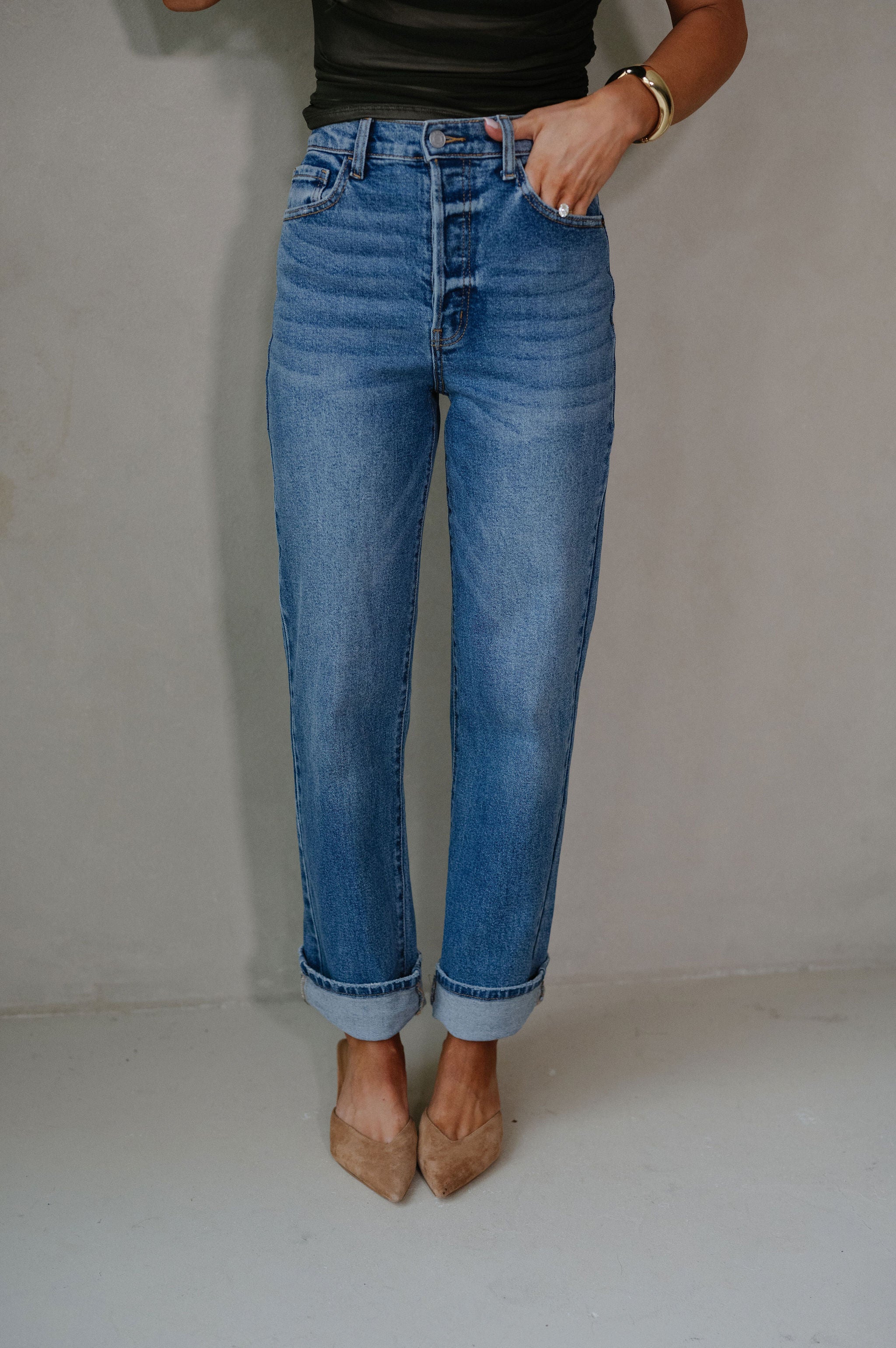 Alyssa Dad Jeans-Medium Wash