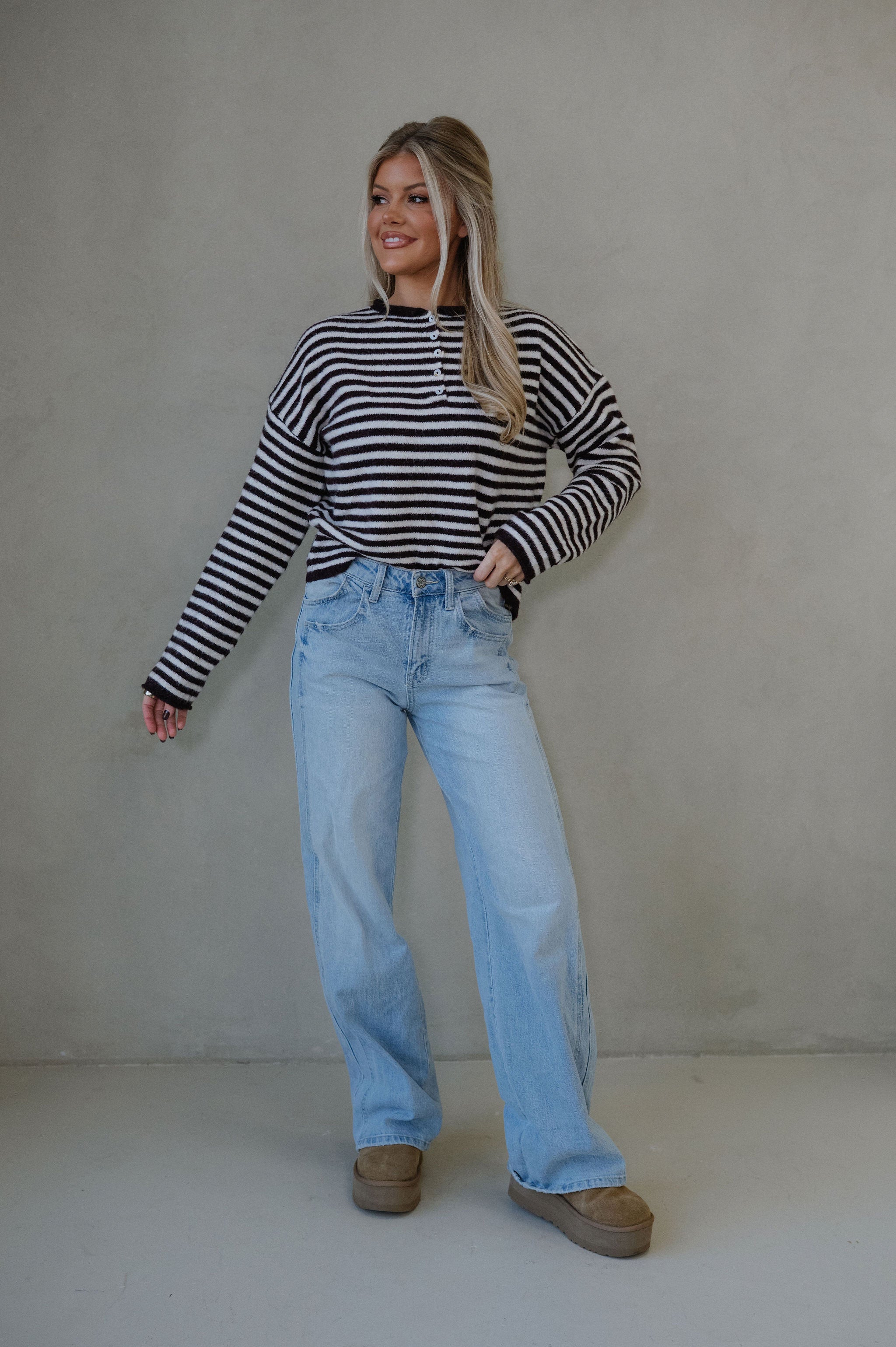 Baker Henley Sweater-Dark Wine