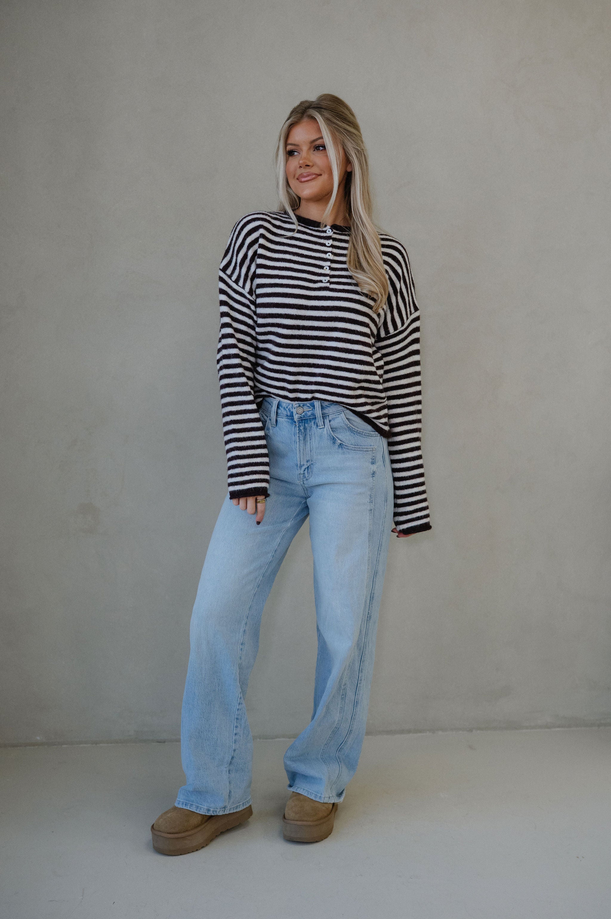 Baker Henley Sweater-Dark Wine