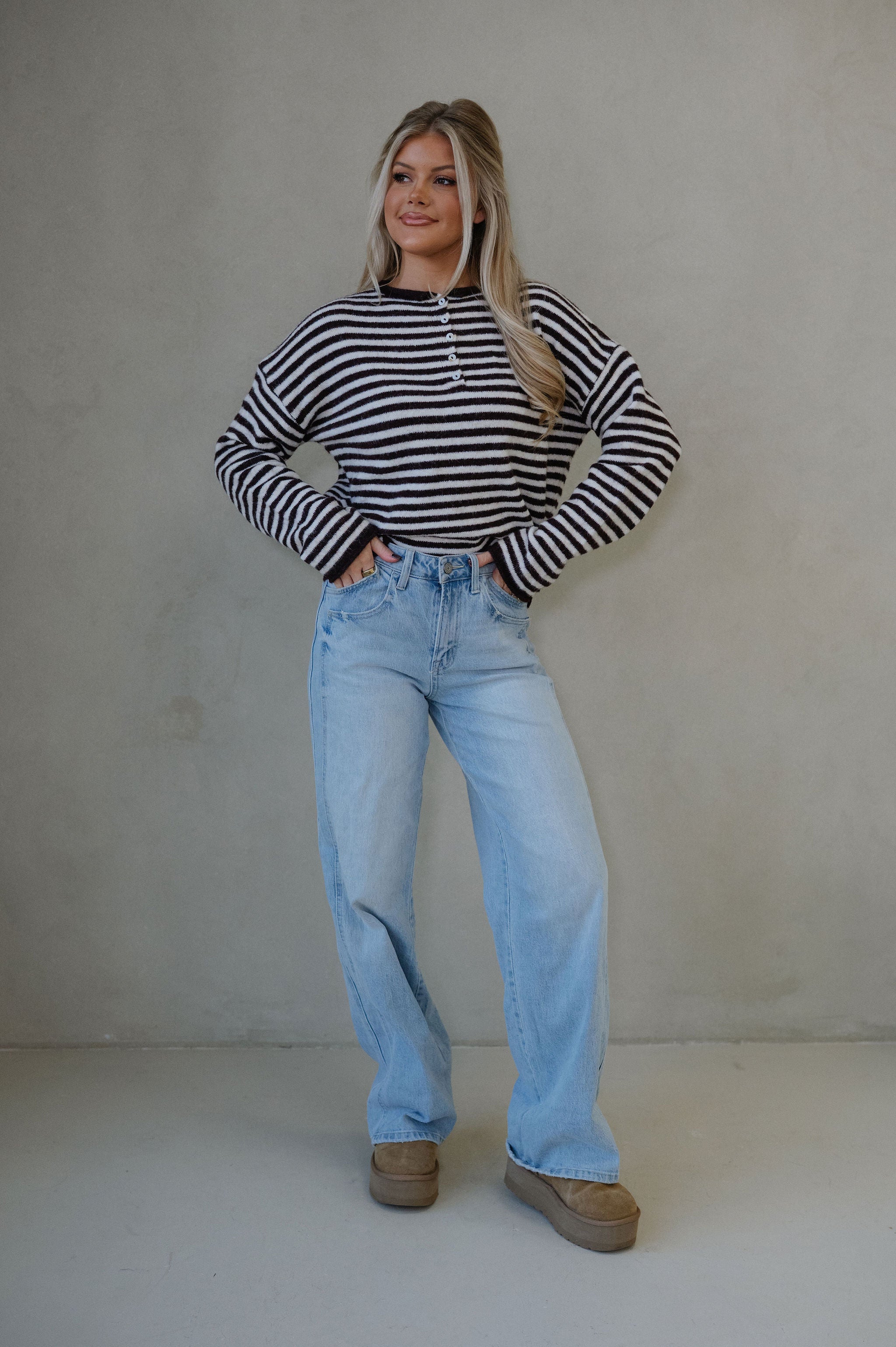 Baker Henley Sweater-Dark Wine