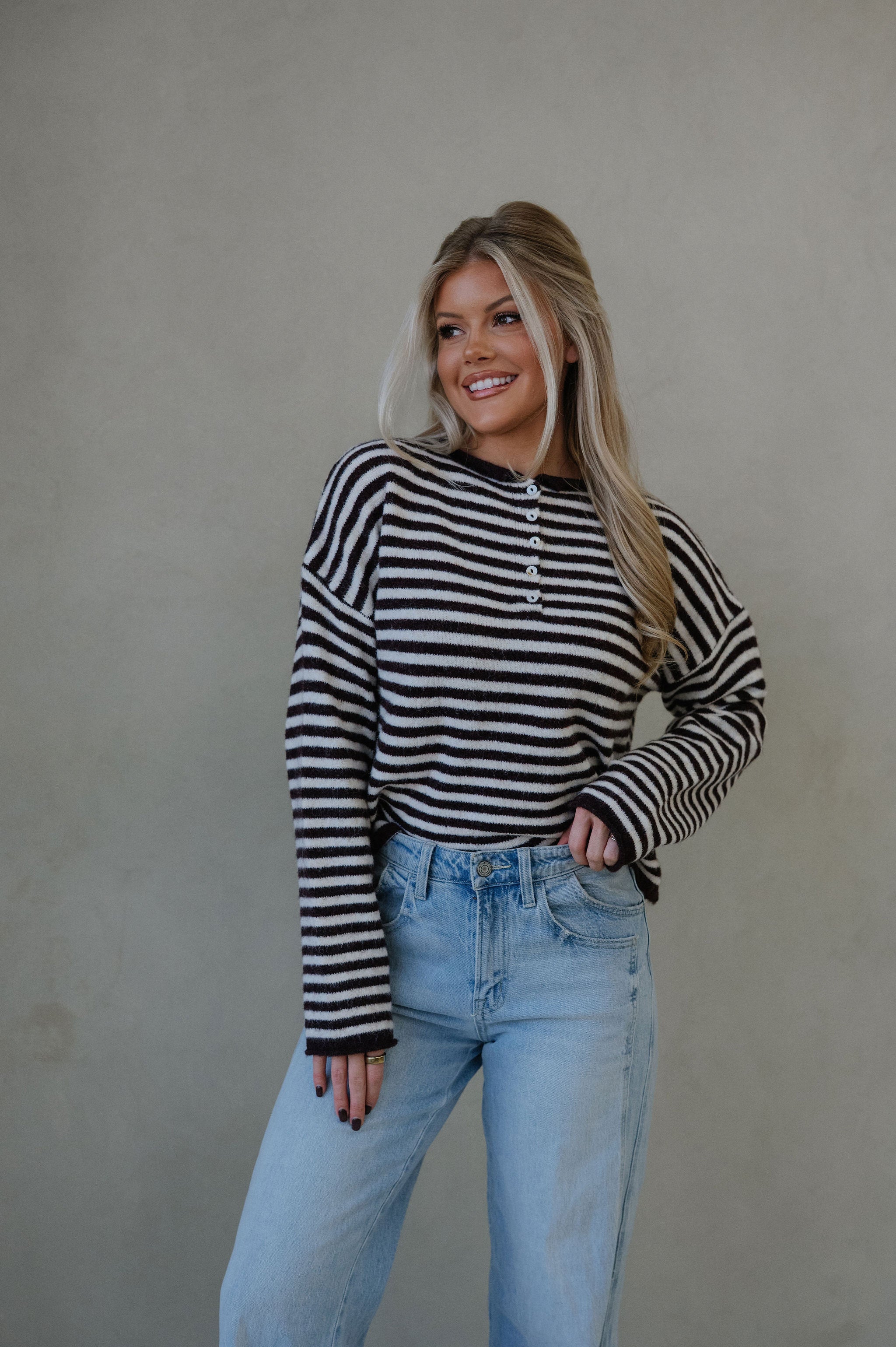 Baker Henley Sweater-Dark Wine