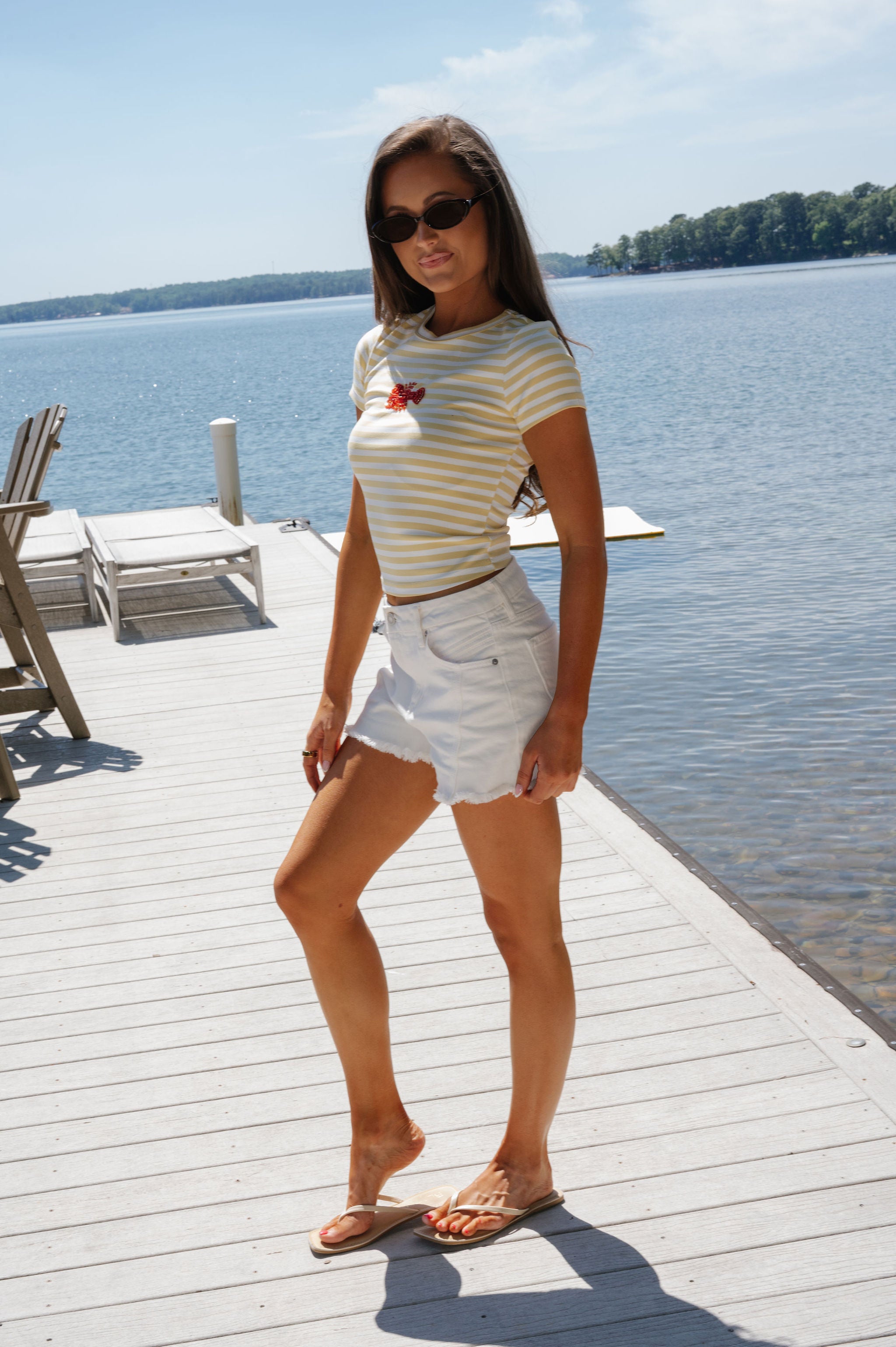 Zandra Lobster Beaded Tee-Yellow Multi