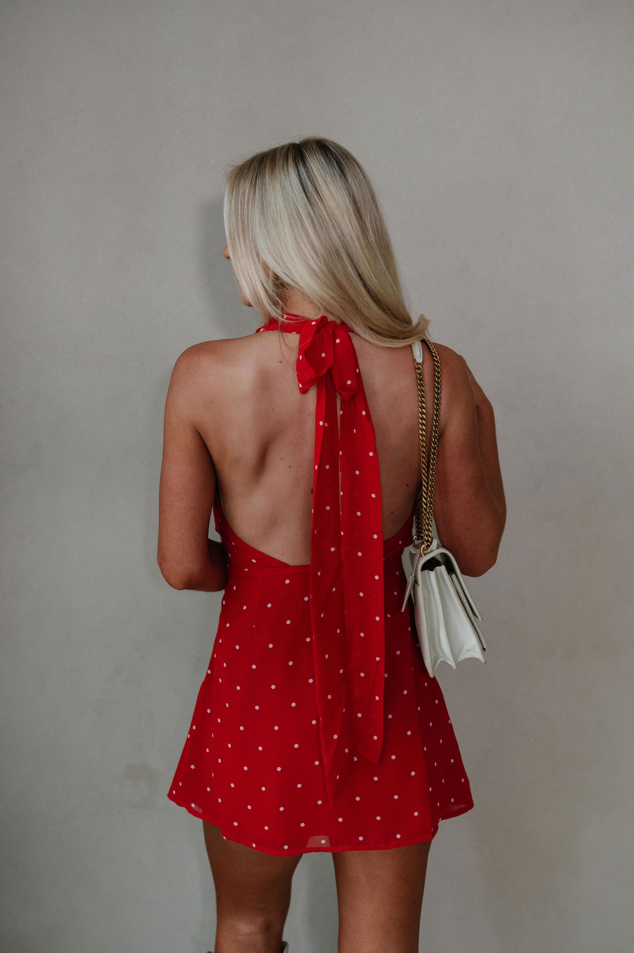 Lyla Halter Mini Dress-Red