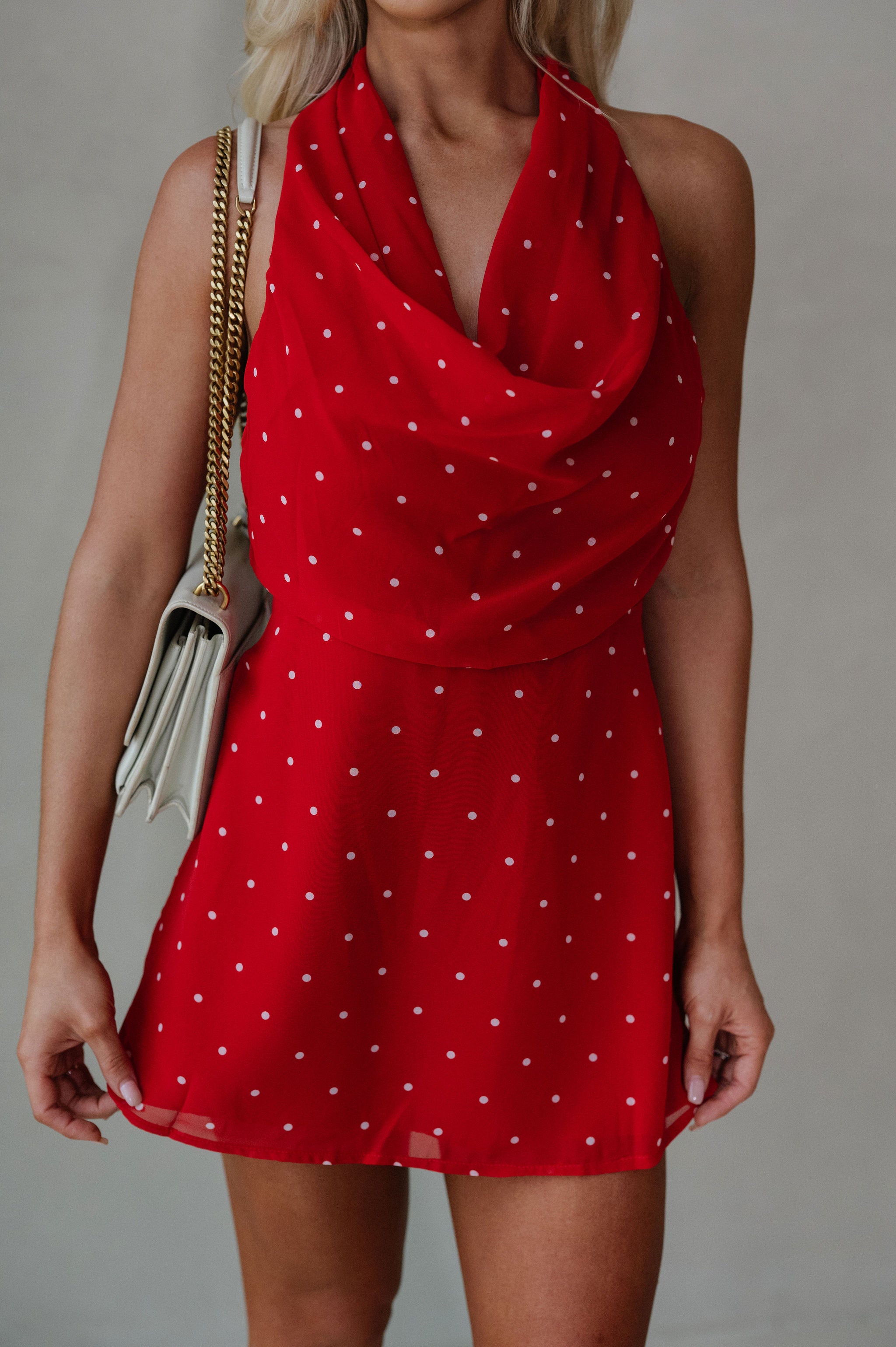 Lyla Halter Mini Dress-Red