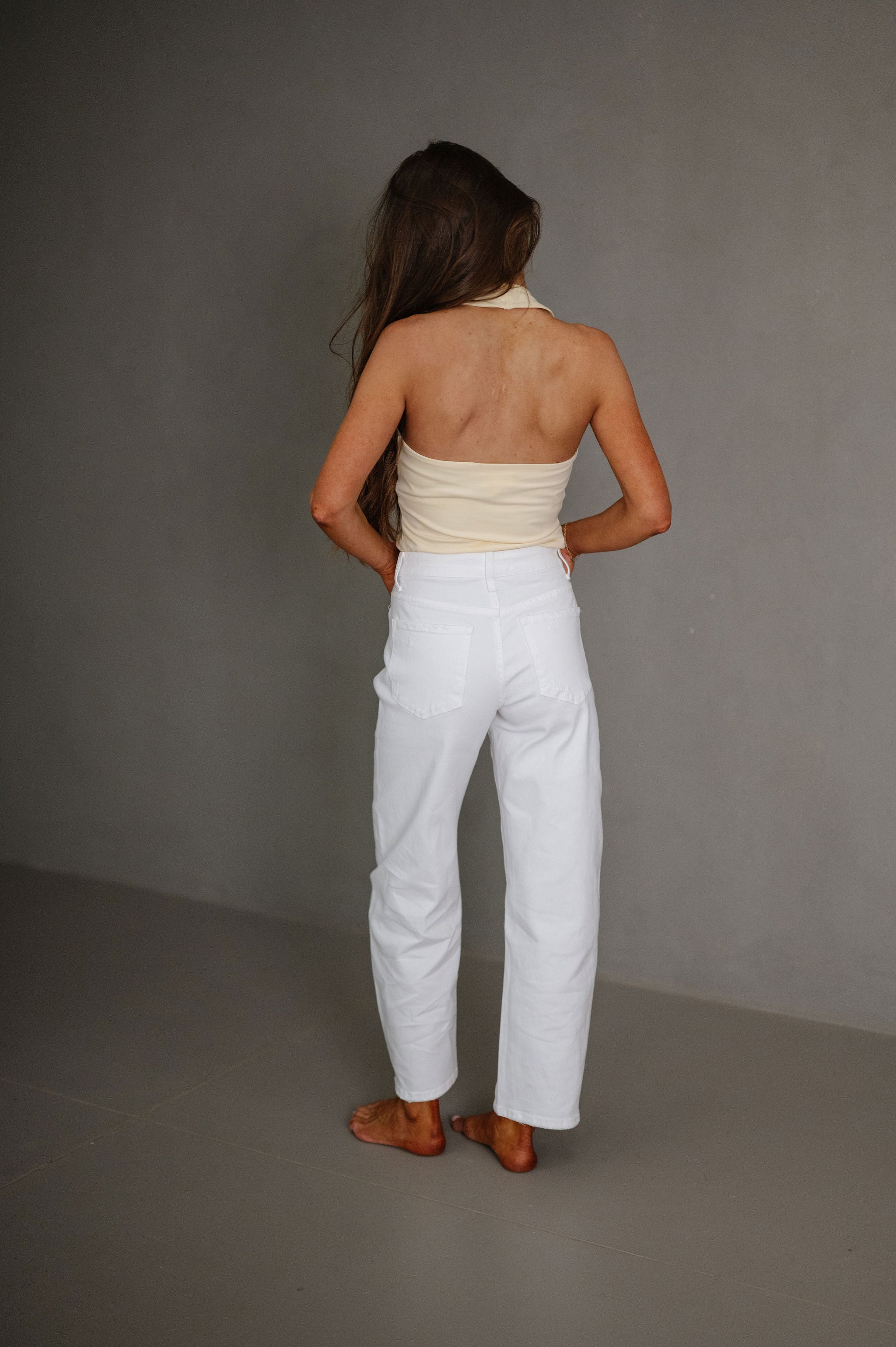 Double Lined Halter Neck Top-Light Yellow
