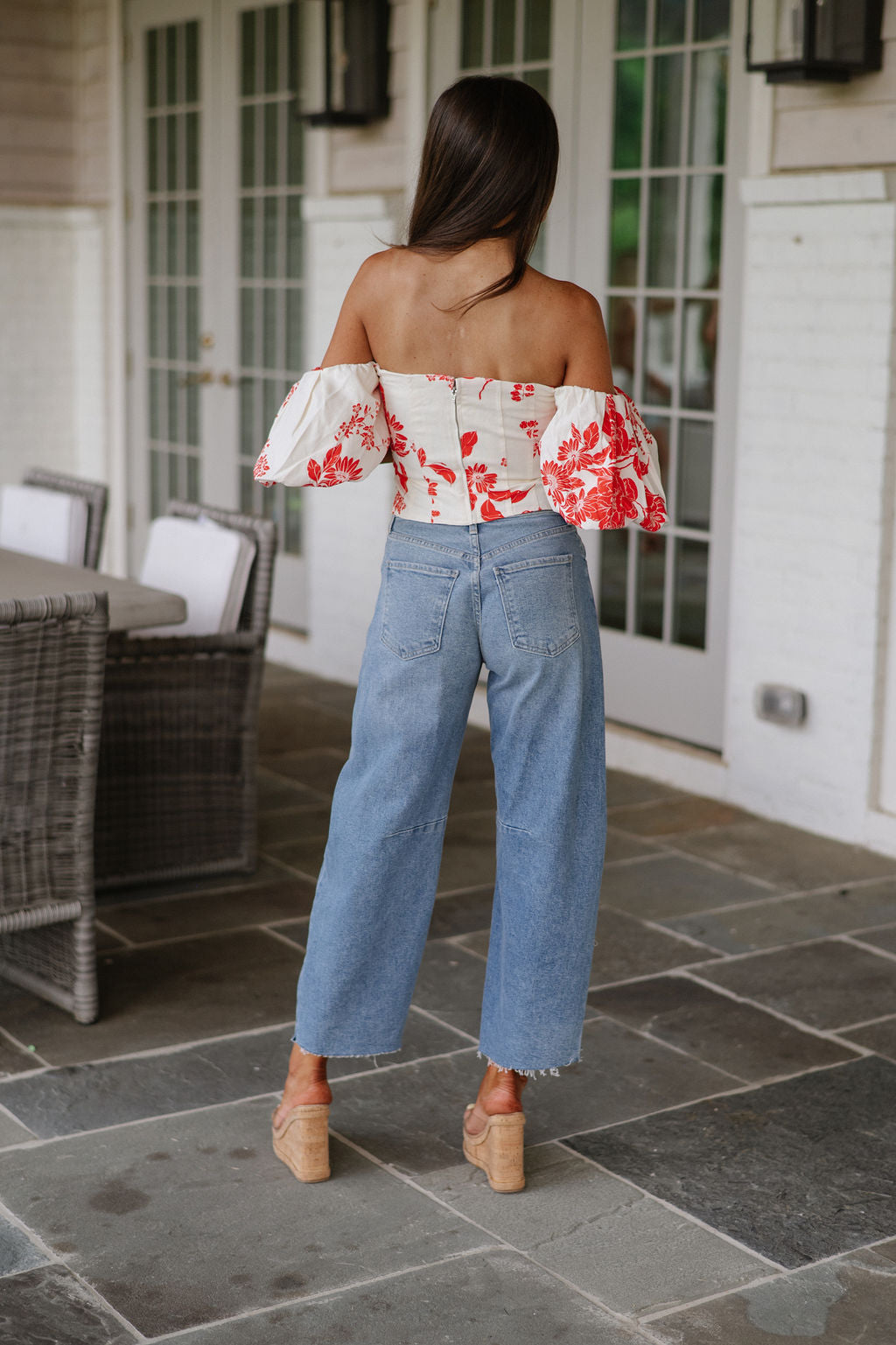 Lee Floral Top-Red/Off White