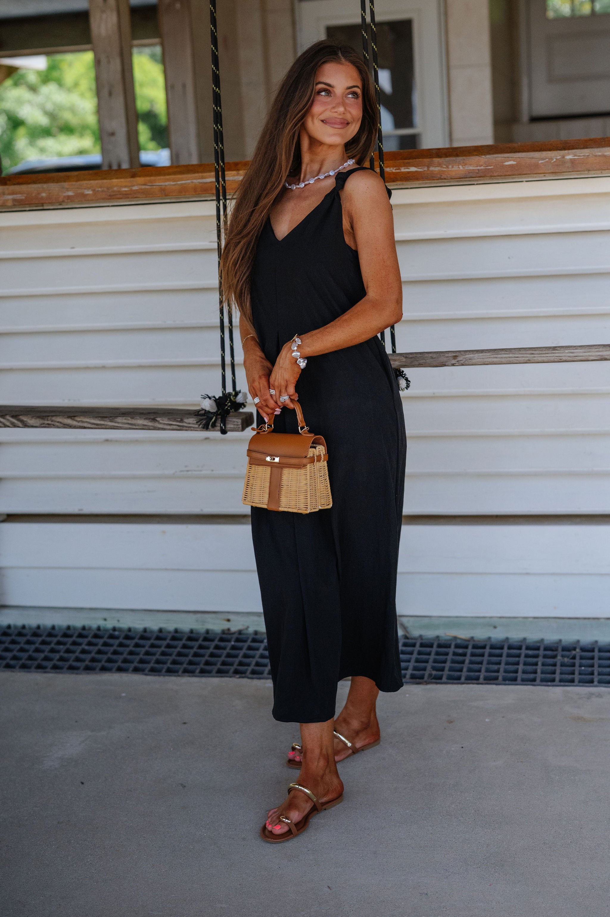 Effortless Knot-Strap Dress-Black