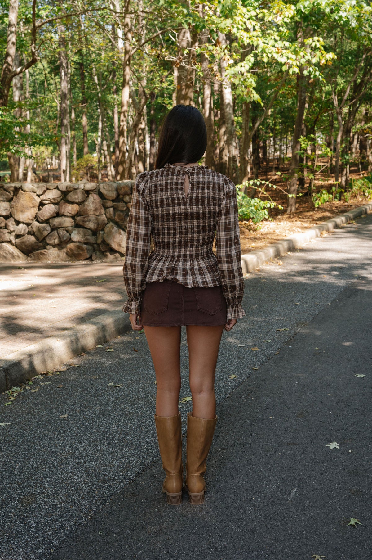 Allie Plaid Smocked Ruffle Top