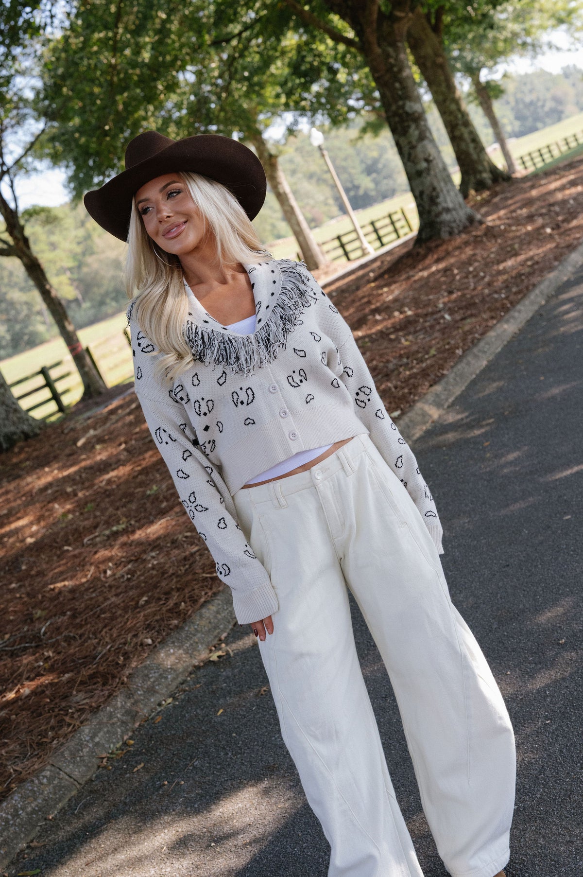Bandana Knit Cardigan-Ivory