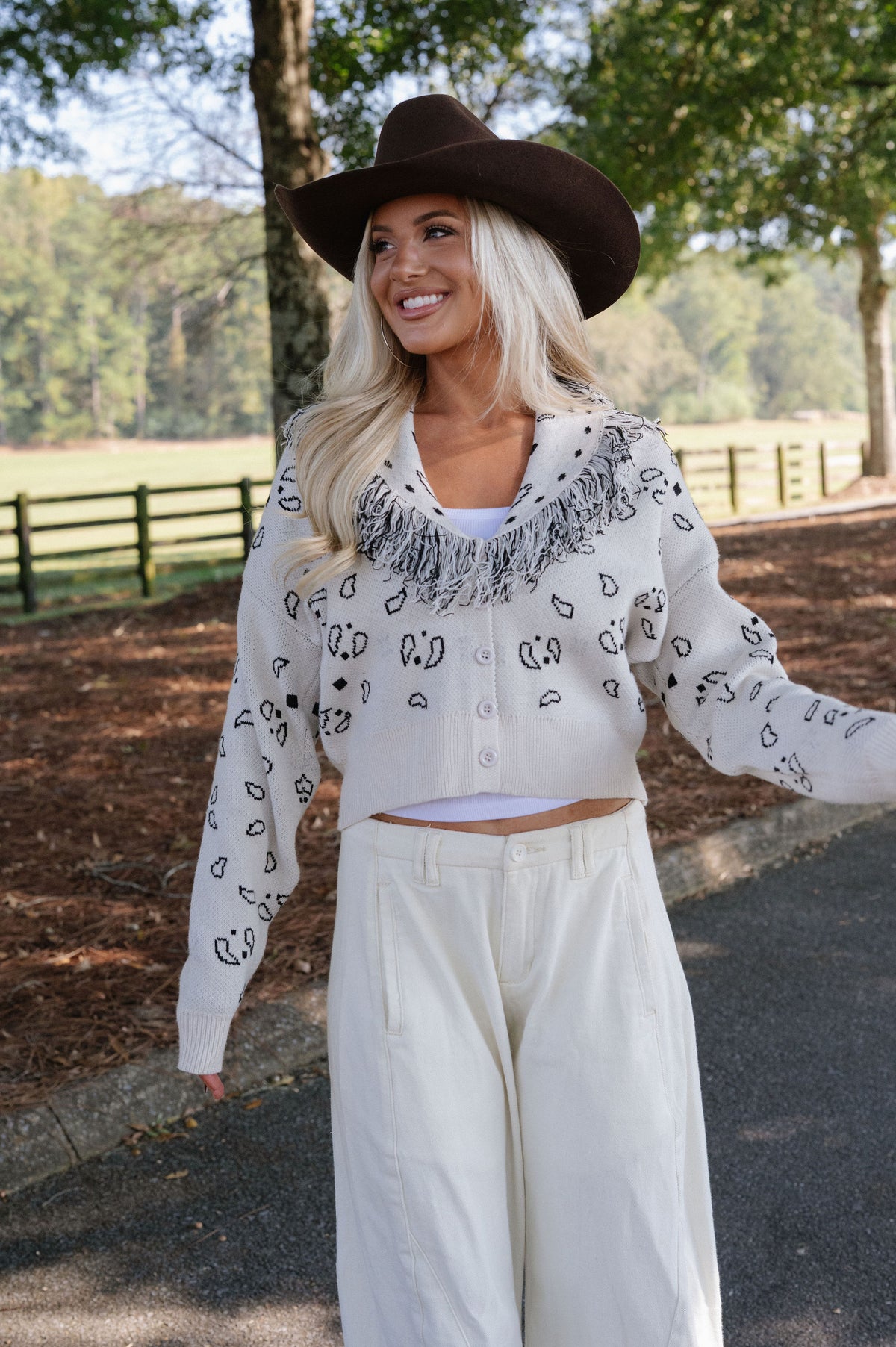 Bandana Knit Cardigan-Ivory