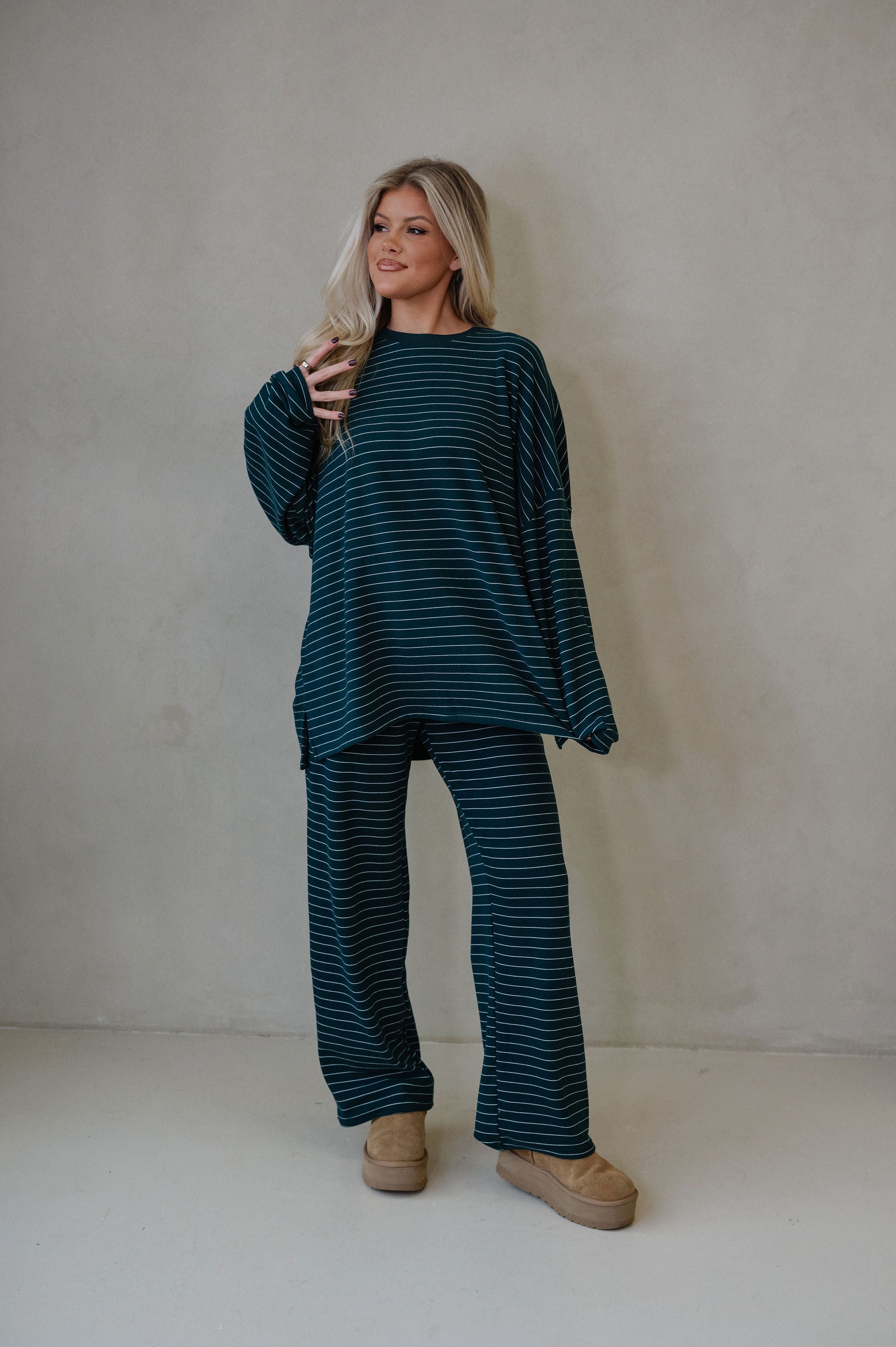 Hattie Striped Pants-Green