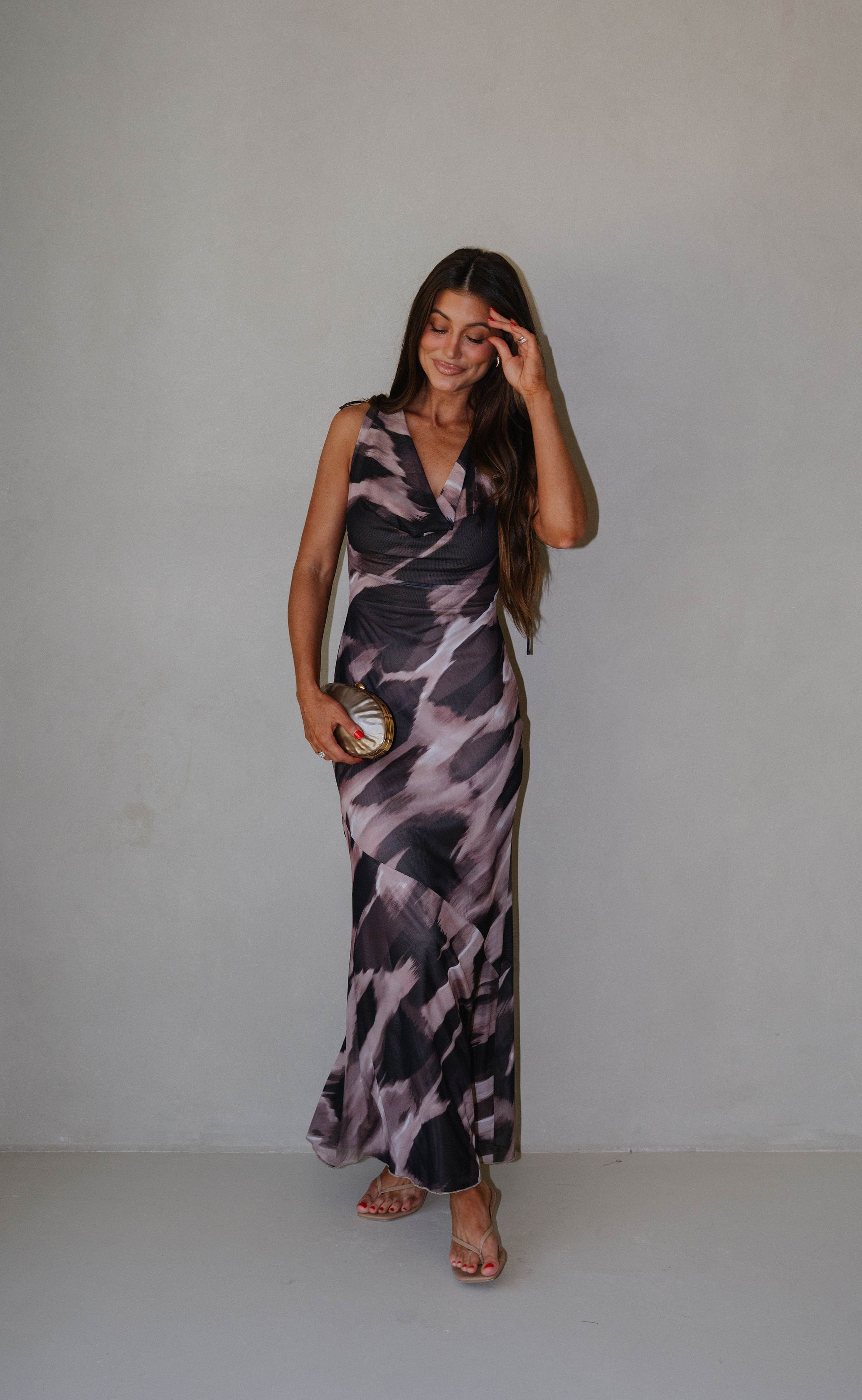 Sav Marble Maxi Dress-Brown