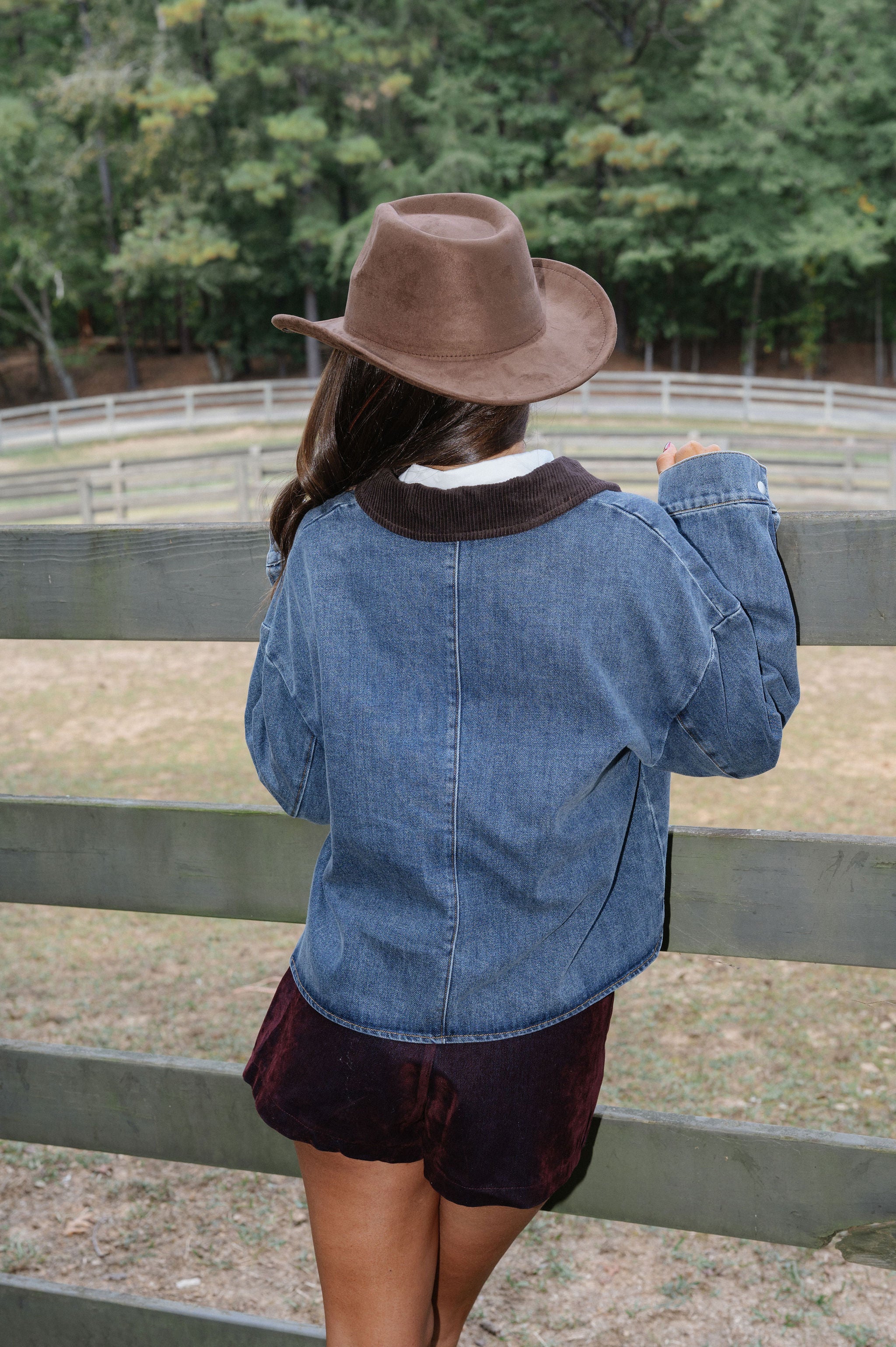 Riley Denim Jacket-Brown/Denim