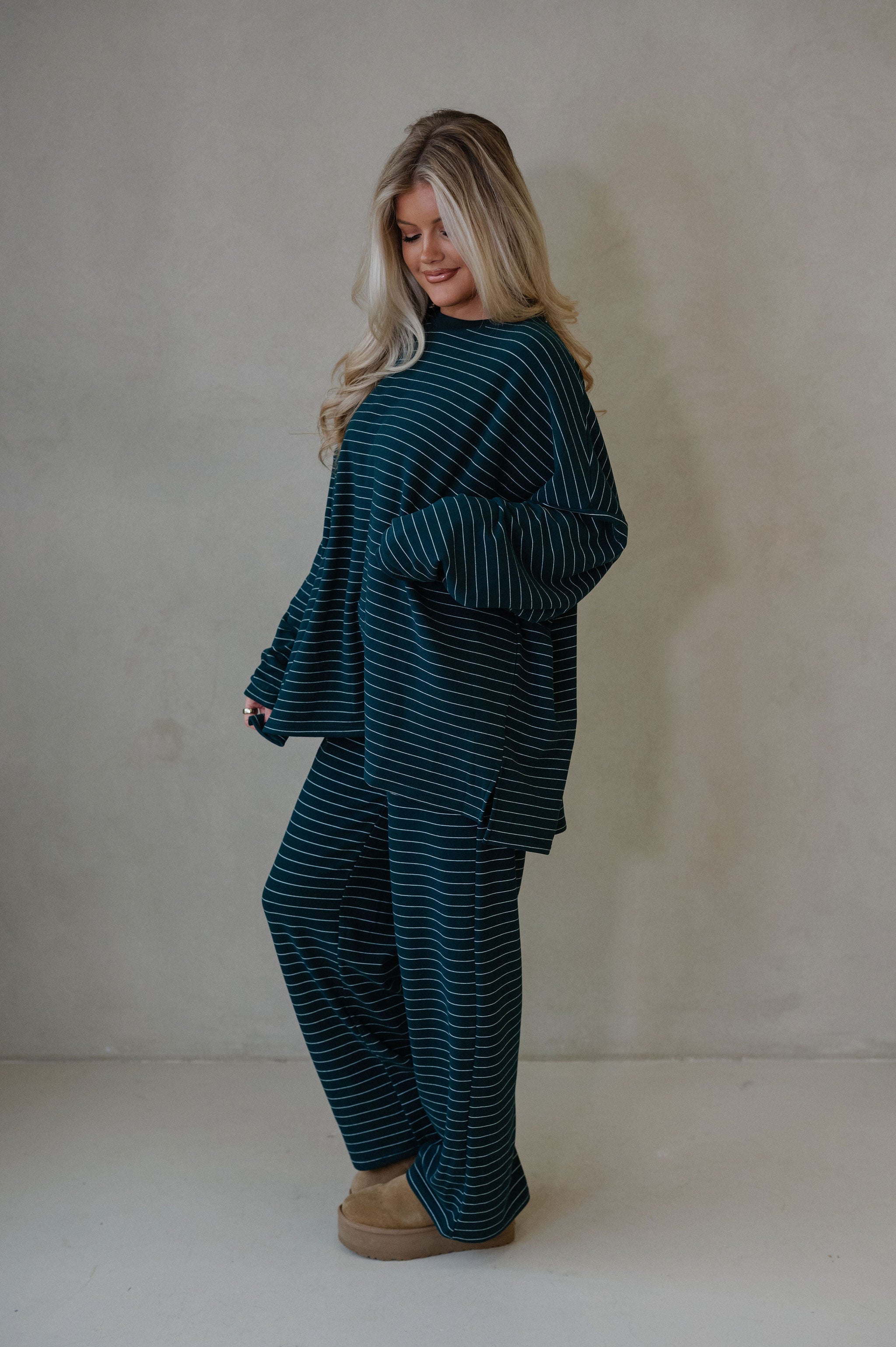 Hattie Striped Pants-Green