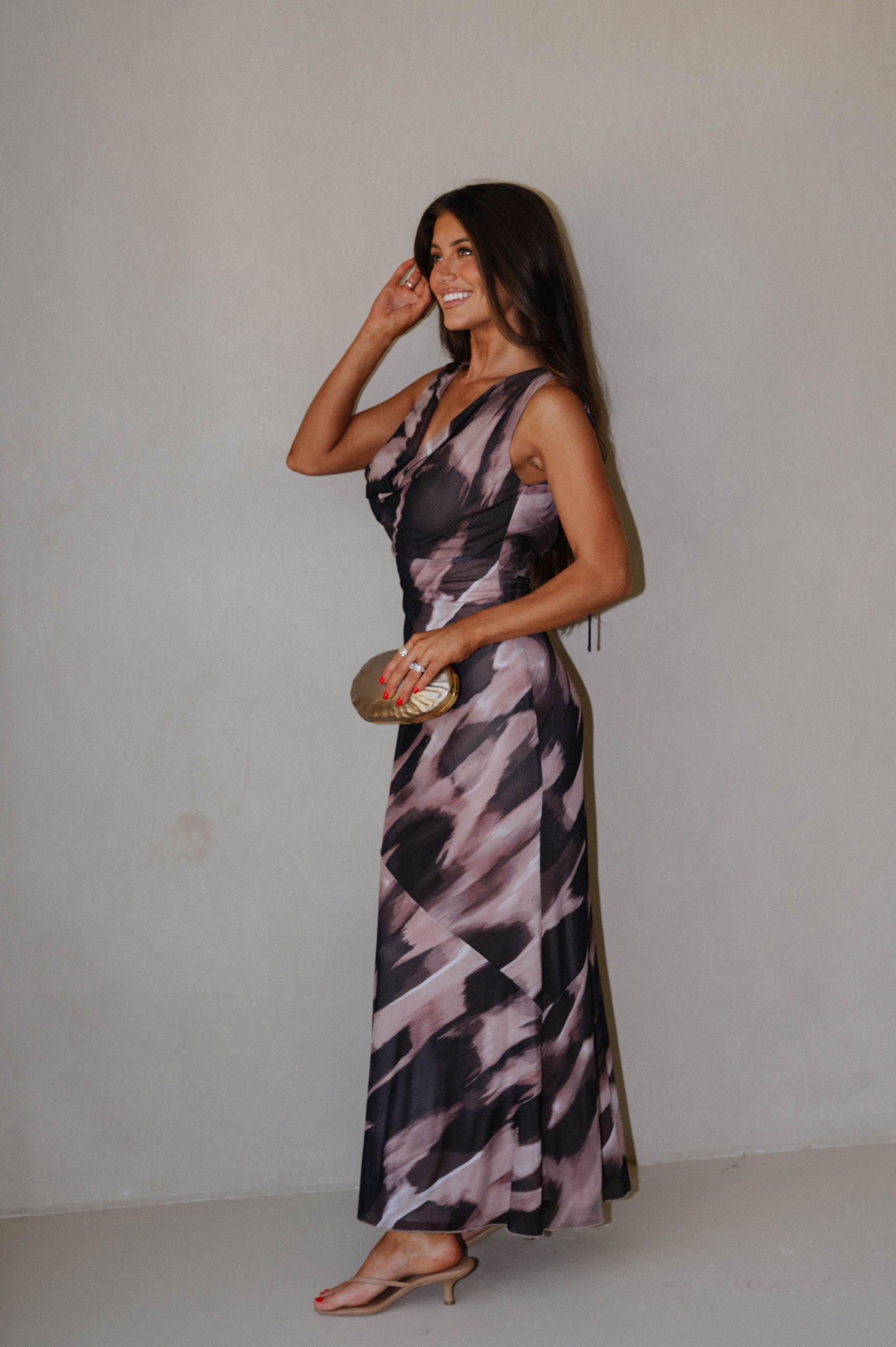 Sav Marble Maxi Dress-Brown