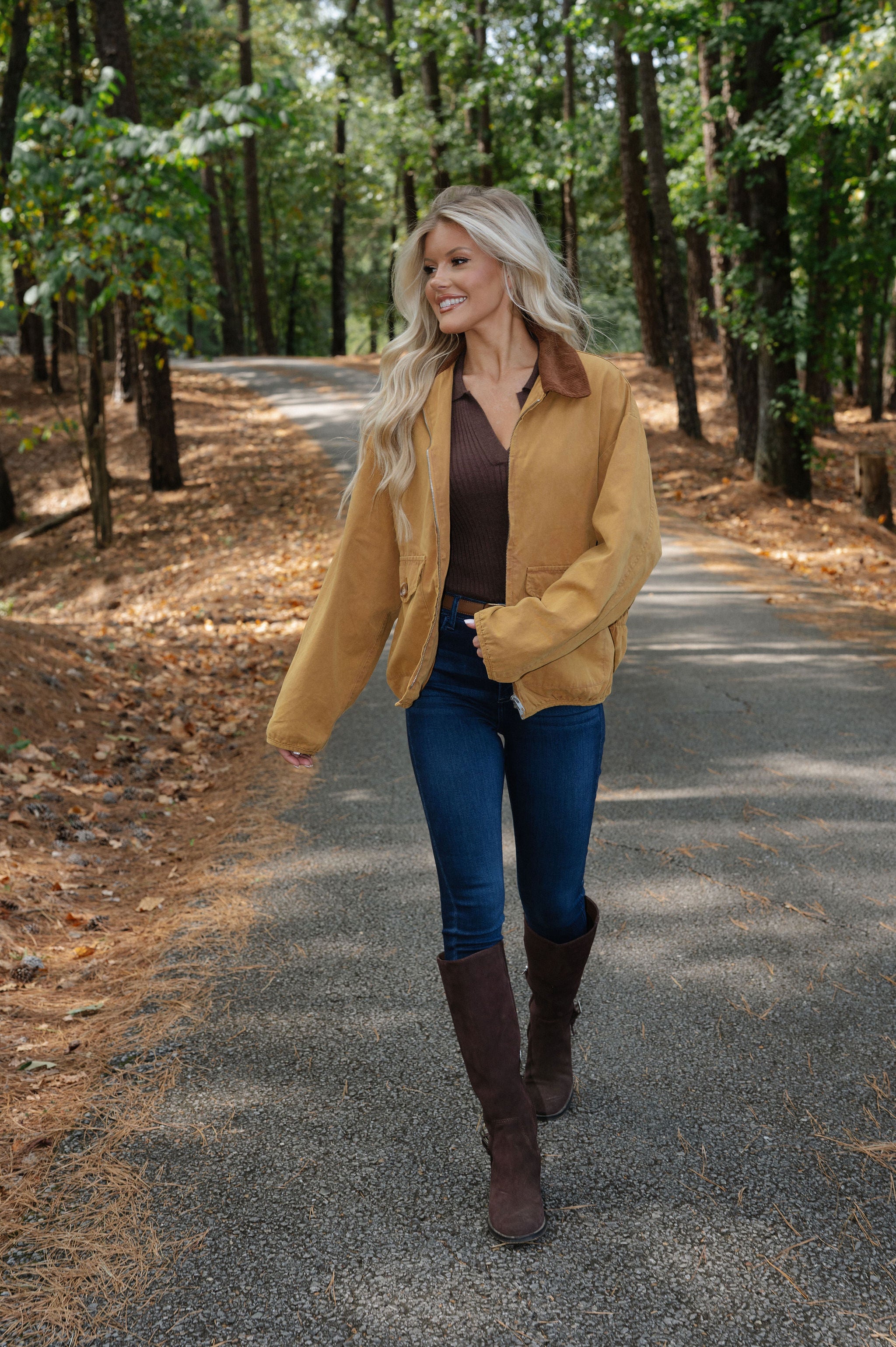 Collared Barn Jacket- Camel/Brown