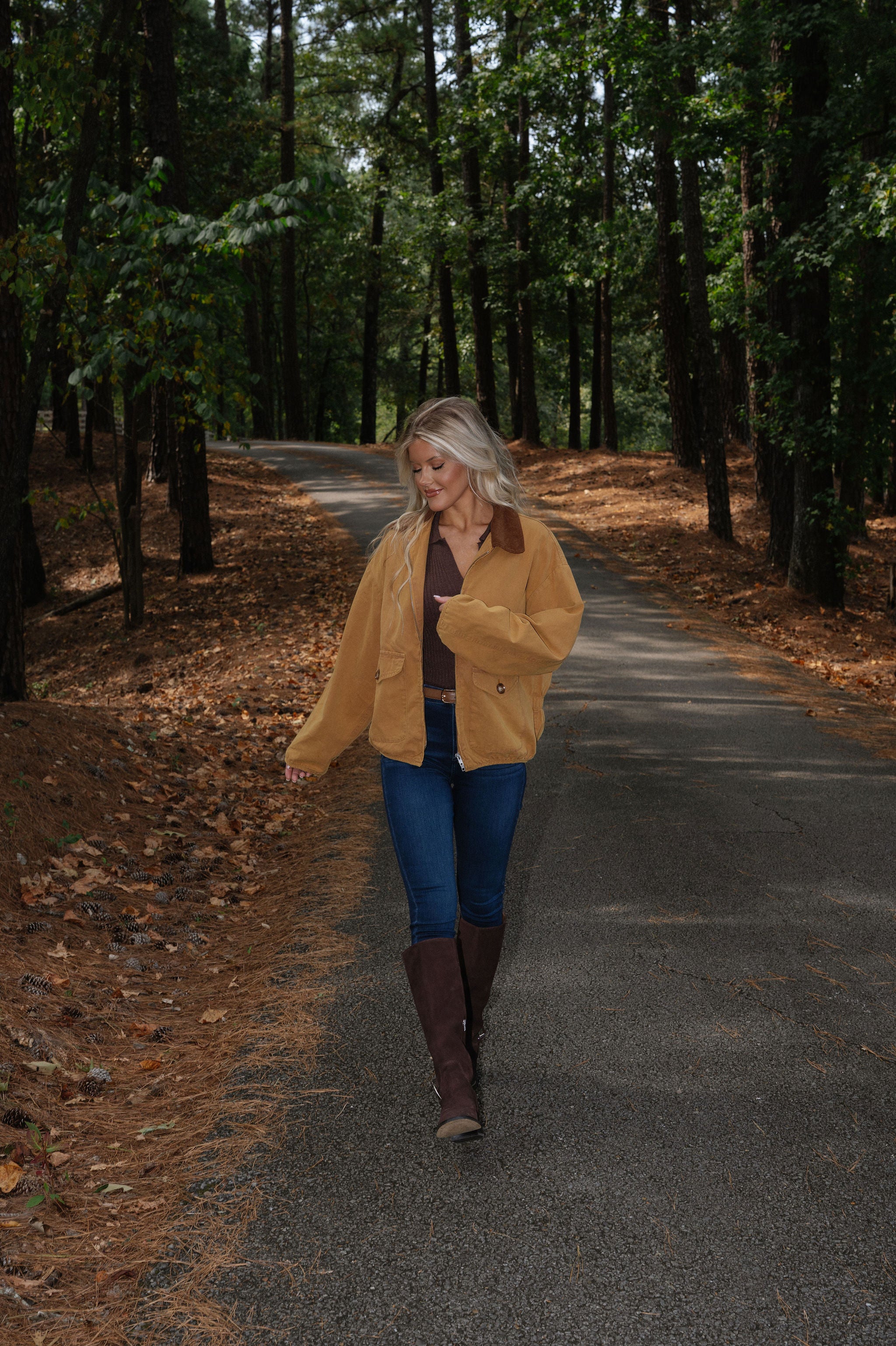 Collared Barn Jacket- Camel/Brown