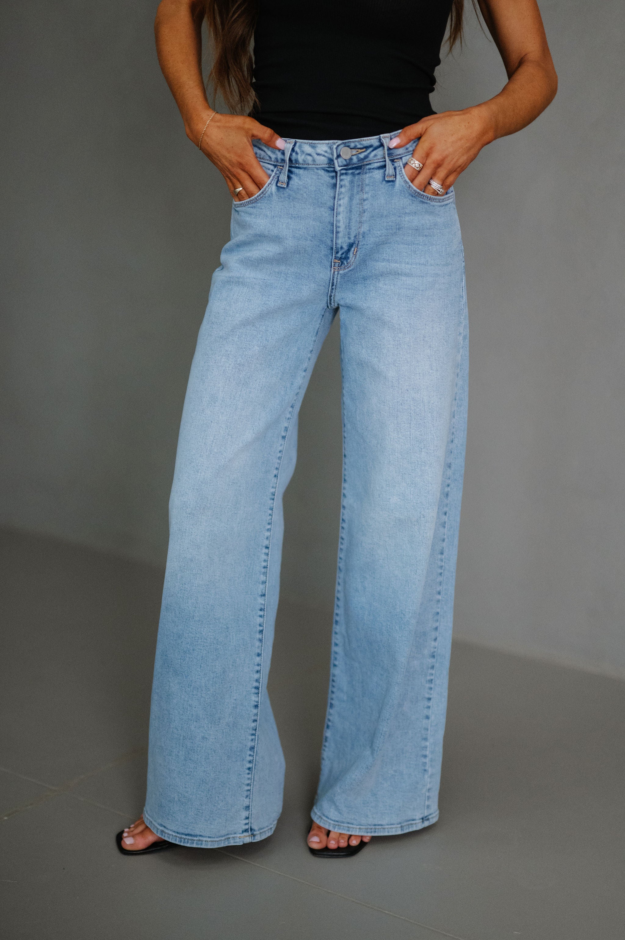 Lillian Wide Leg Jeans-Medium Denim