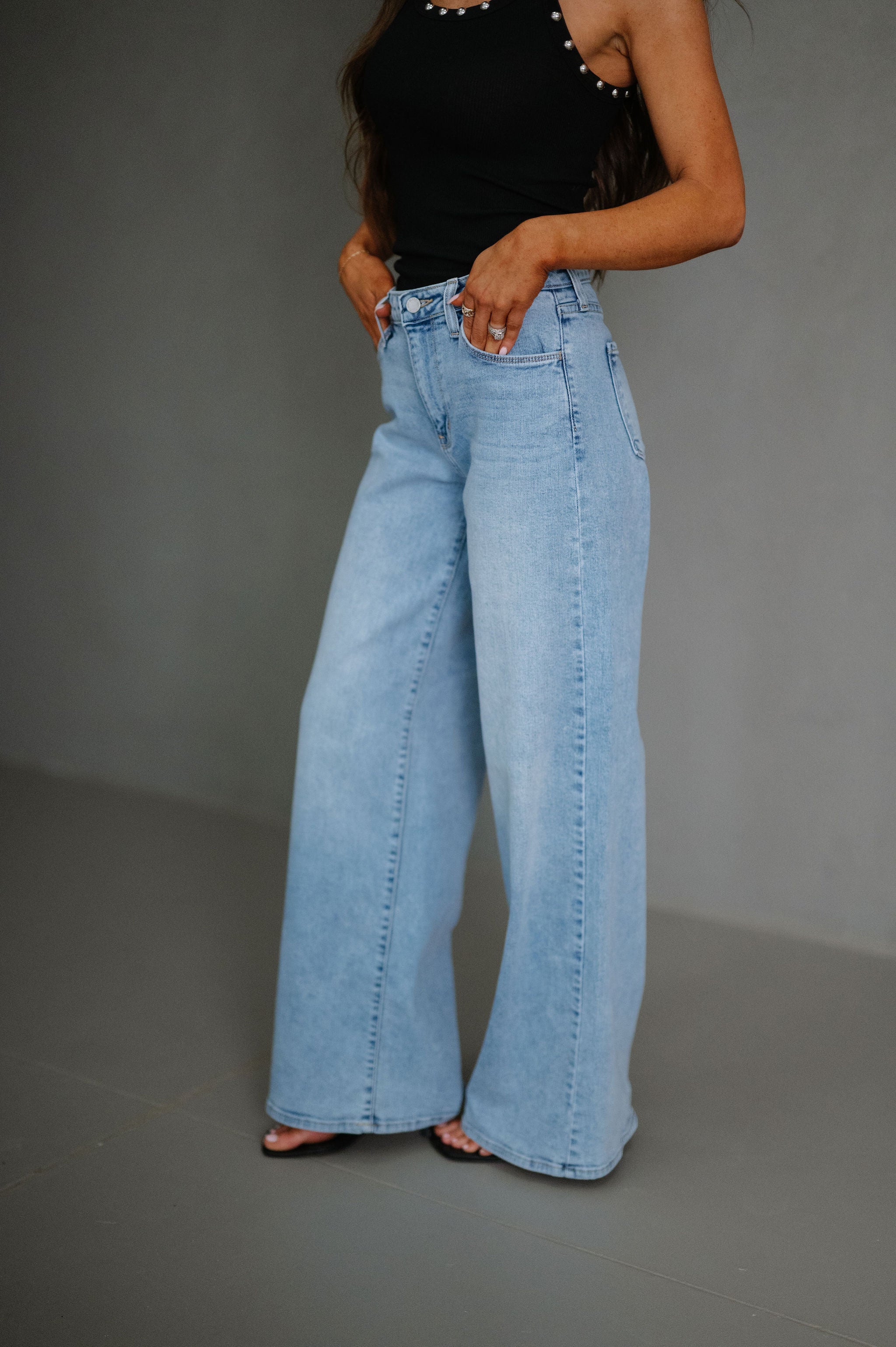 Lillian Wide Leg Jeans-Medium Denim