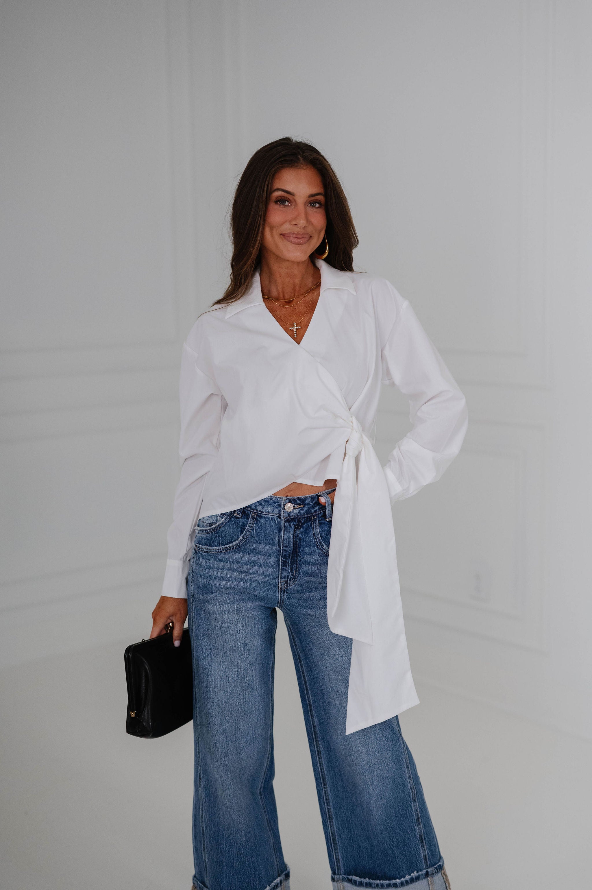 Kate Asymmetrical Wrap Top-White