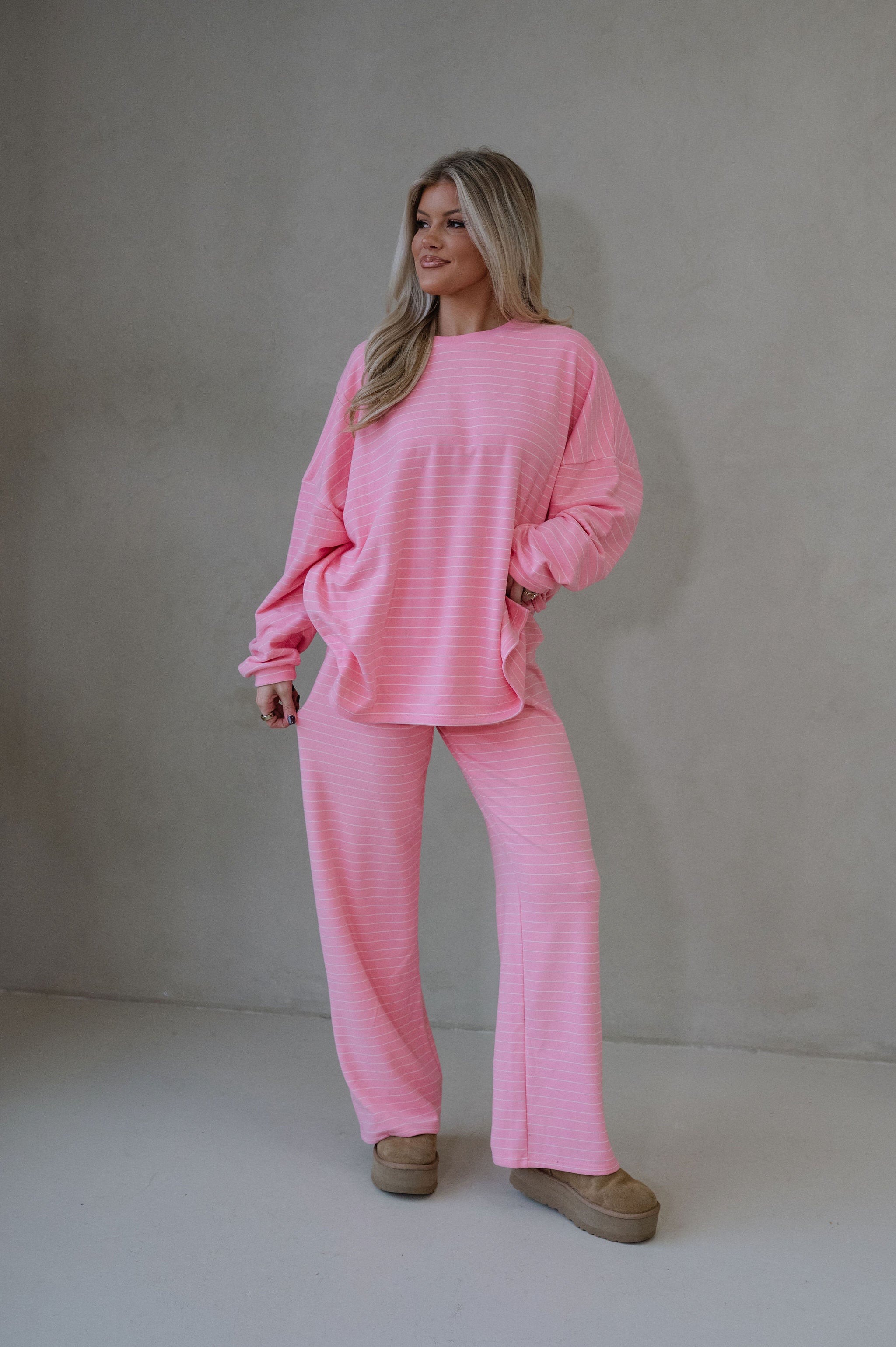 Hattie Striped Pants-Pink