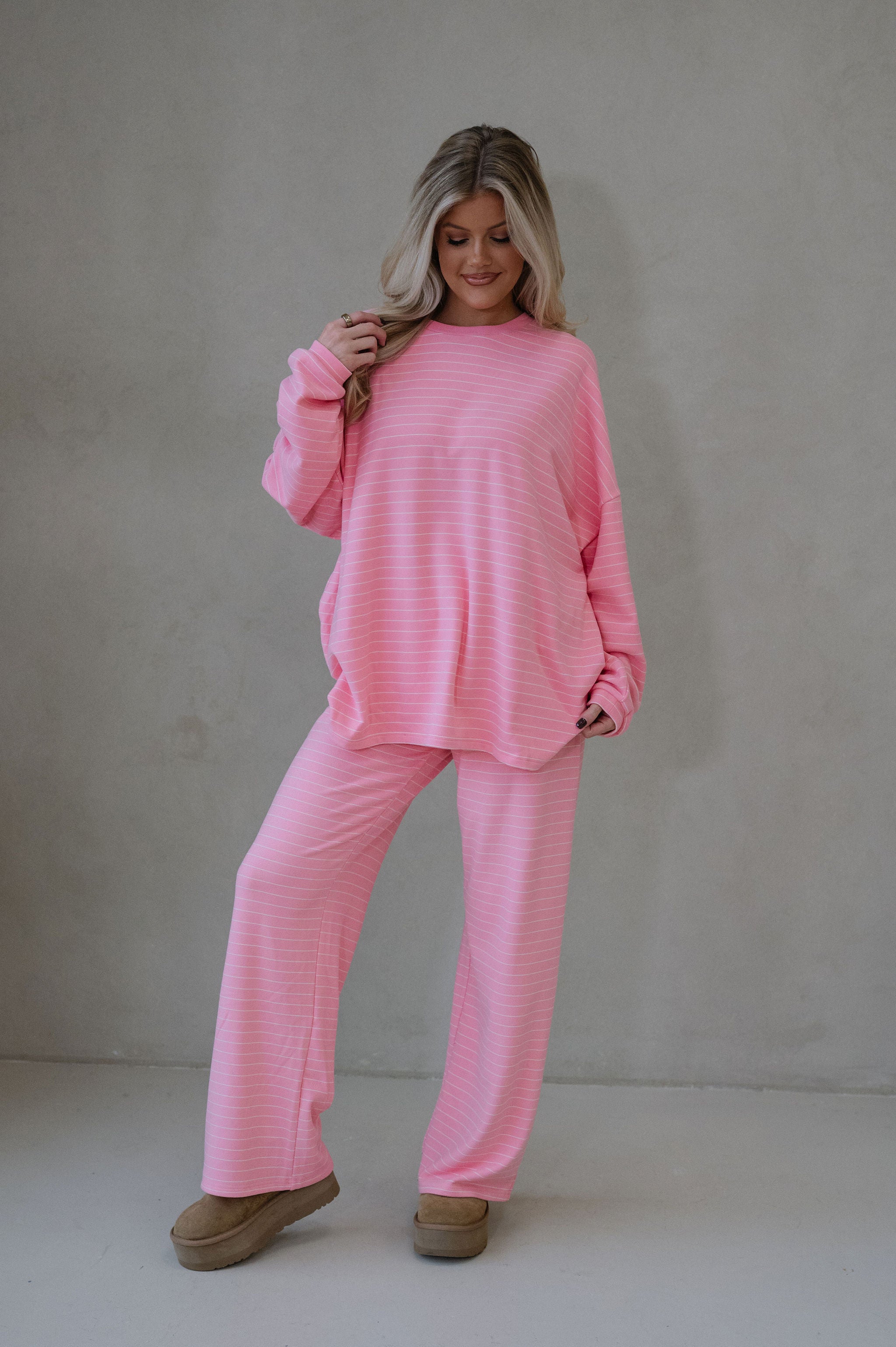 Laurel Striped Top-Pink