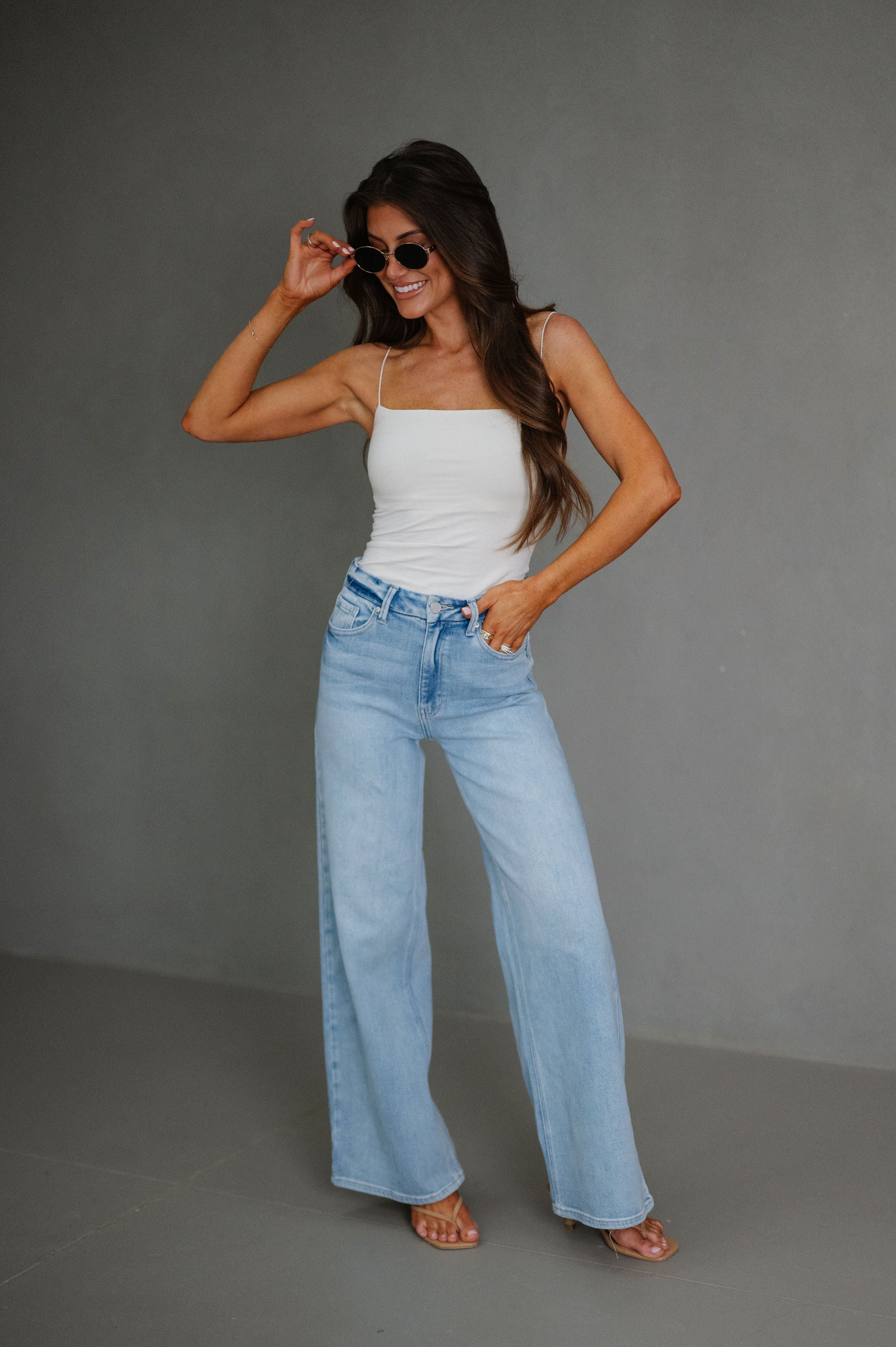 Poppy Wide Leg Jeans-Light Denim