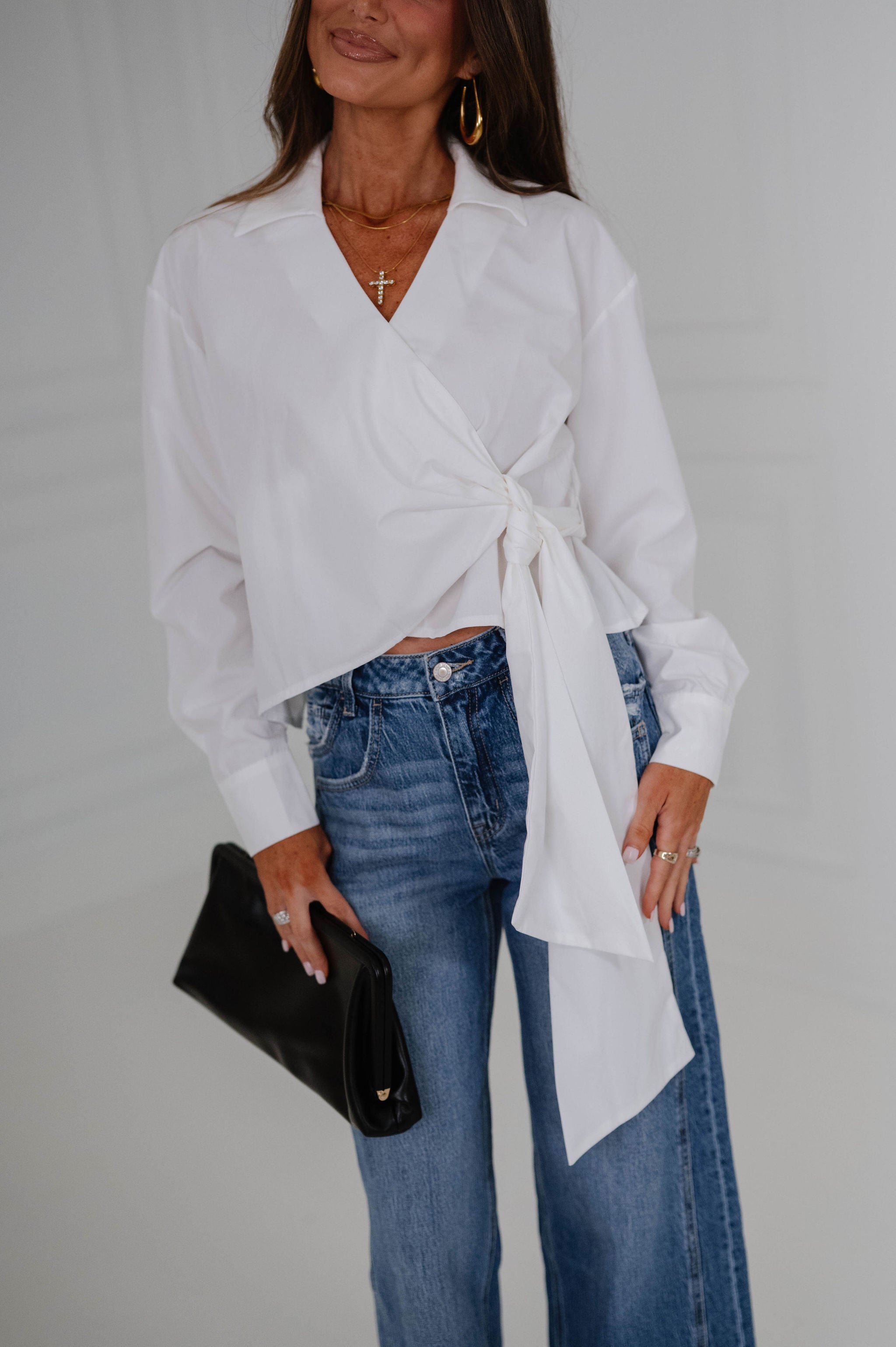 Kate Asymmetrical Wrap Top-White
