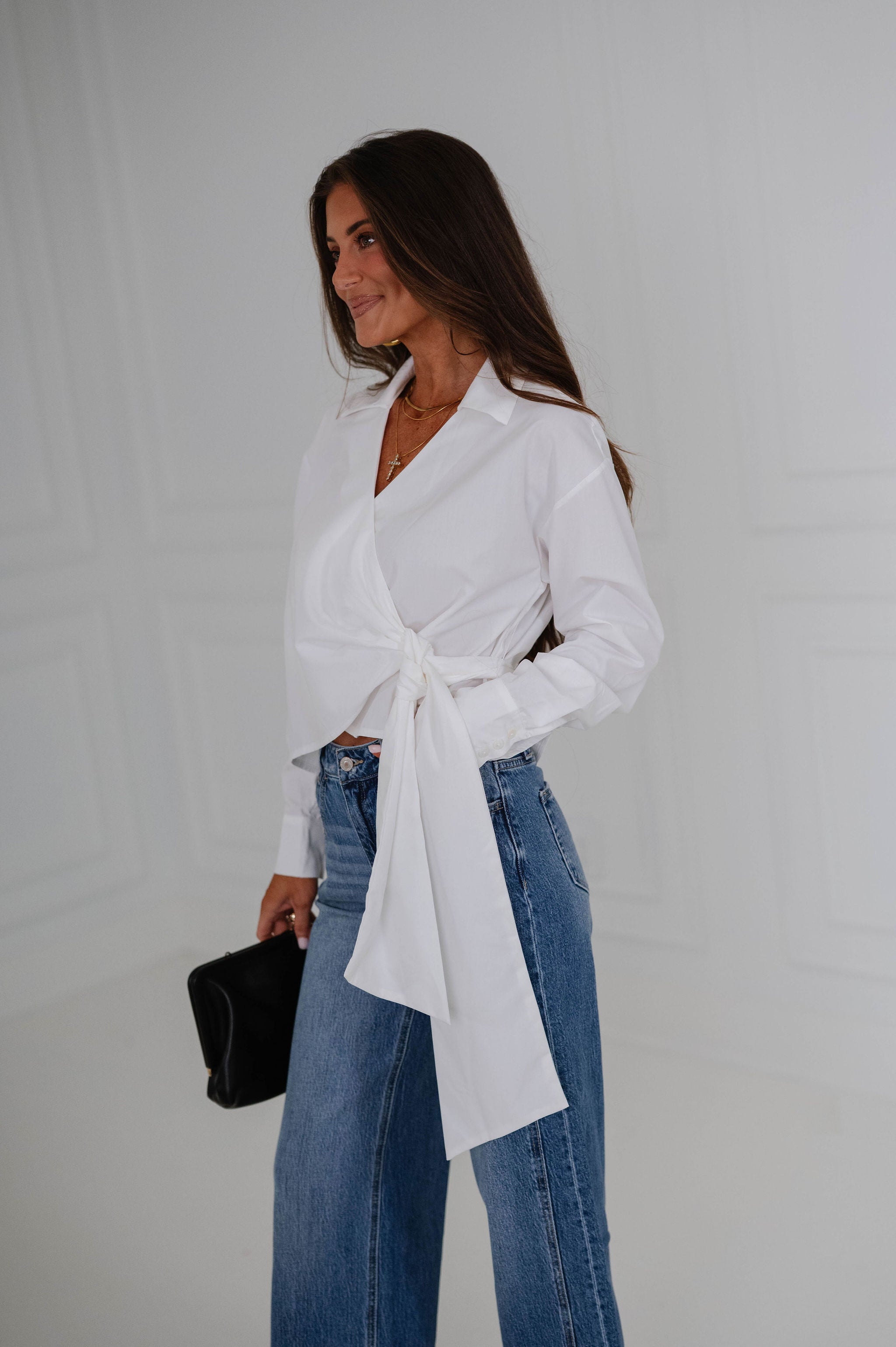 Kate Asymmetrical Wrap Top-White