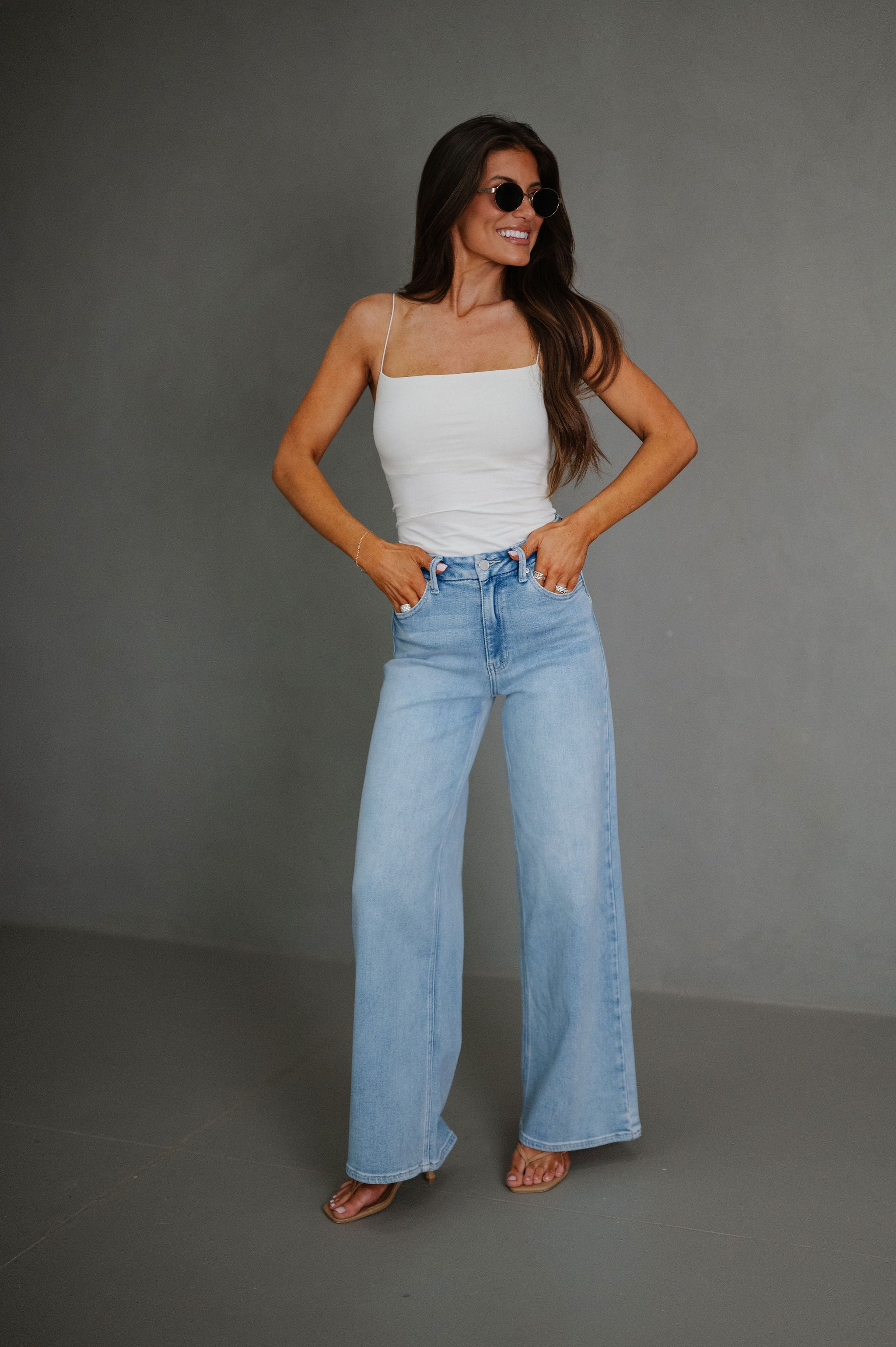 Poppy Wide Leg Jeans-Light Denim