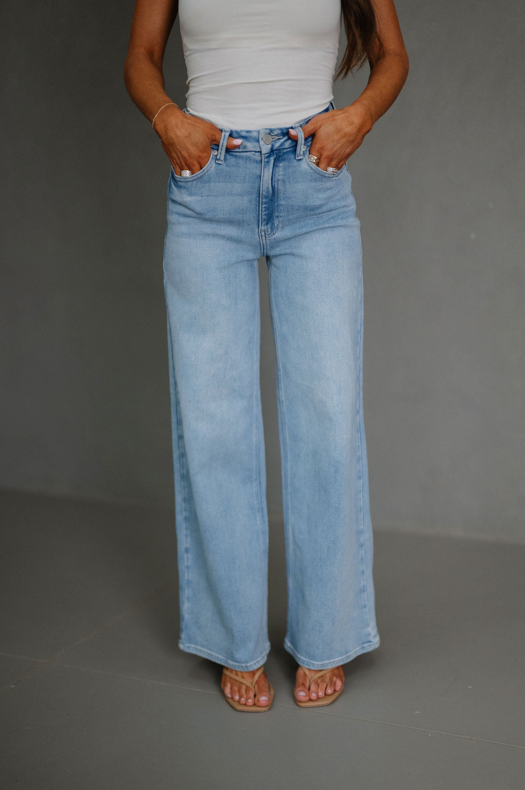 Poppy Wide Leg Jeans-Light Denim