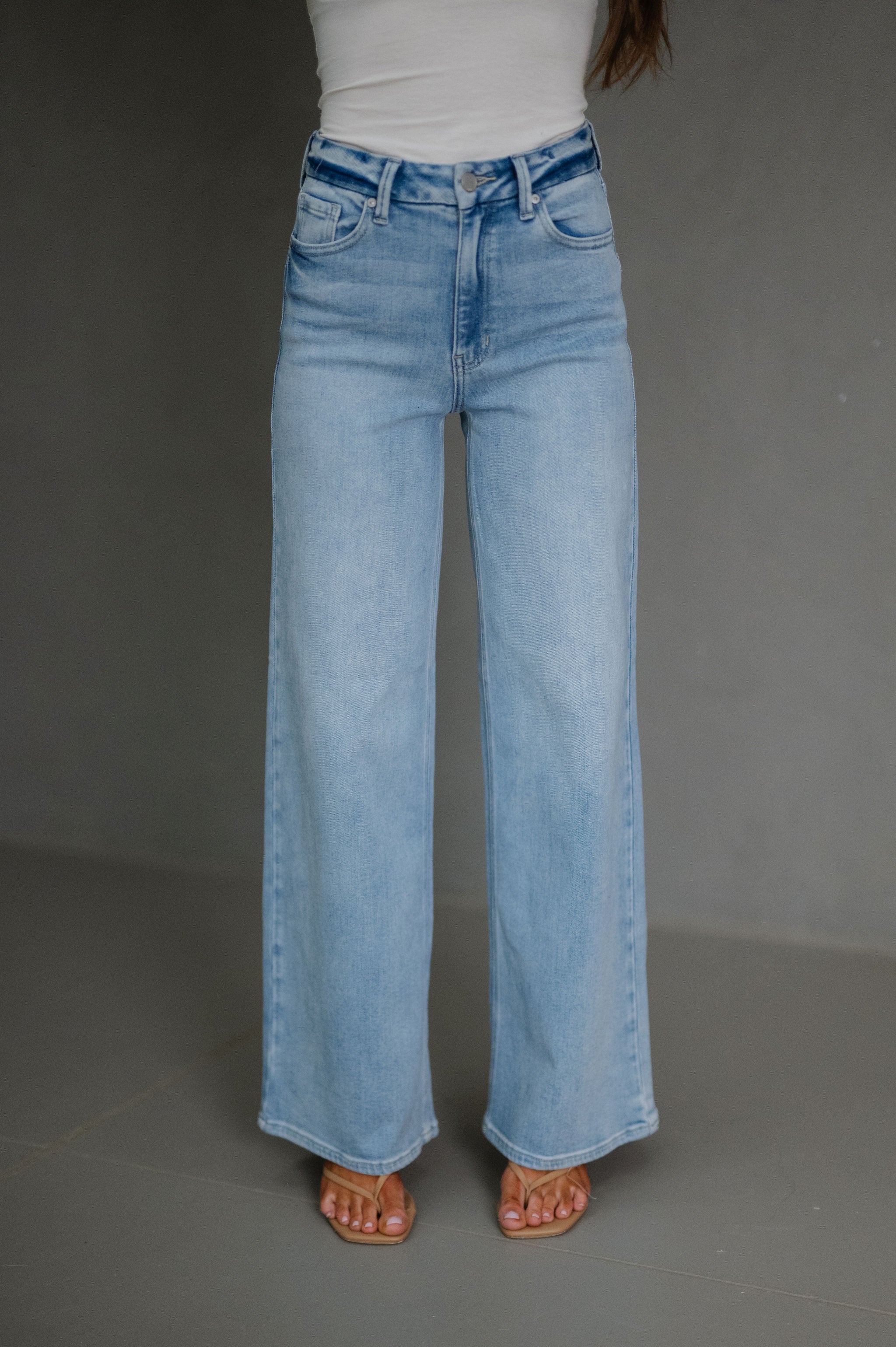 Poppy Wide Leg Jeans-Light Denim