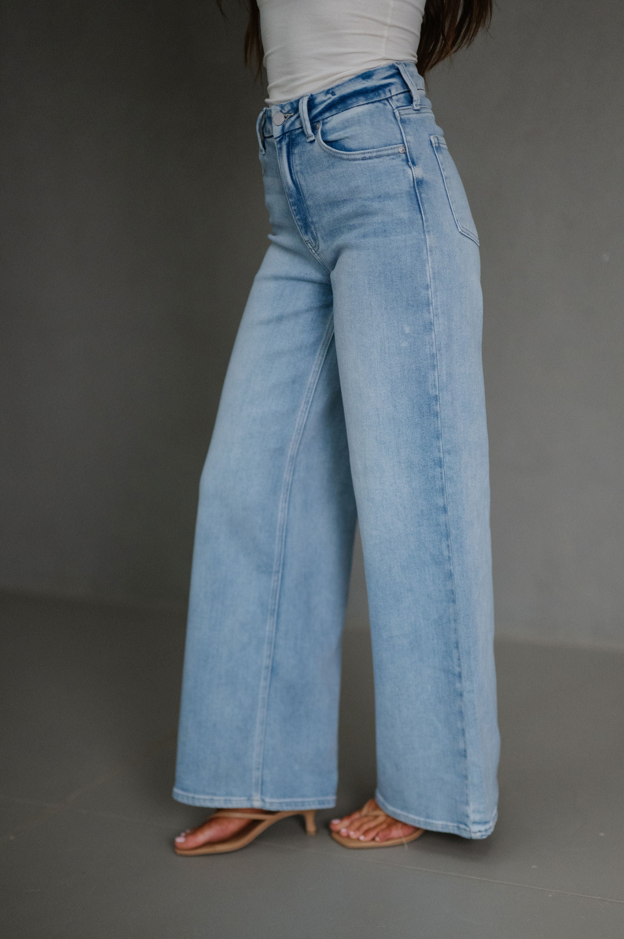 Poppy Wide Leg Jeans-Light Denim