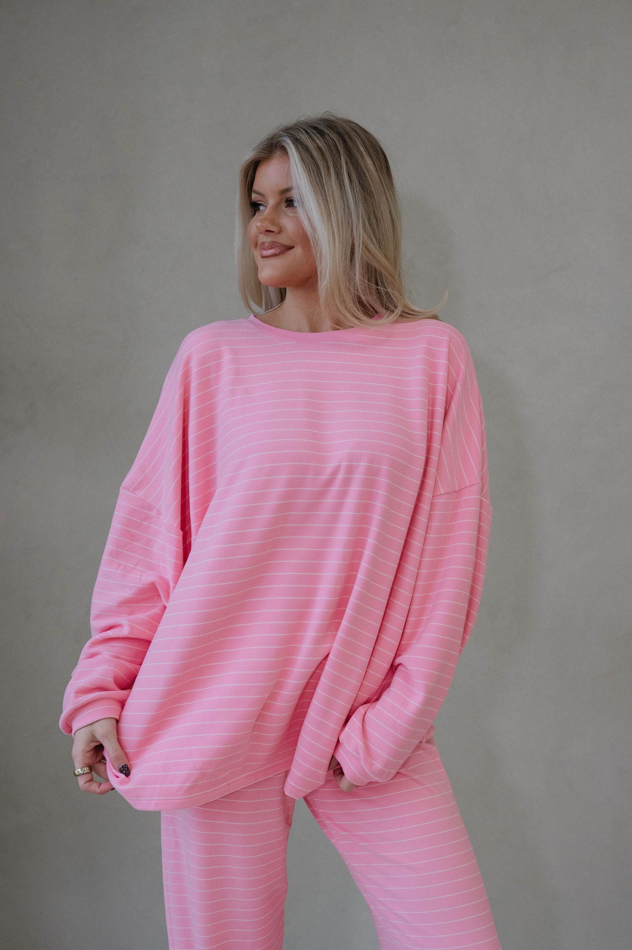 Laurel Striped Top-Pink