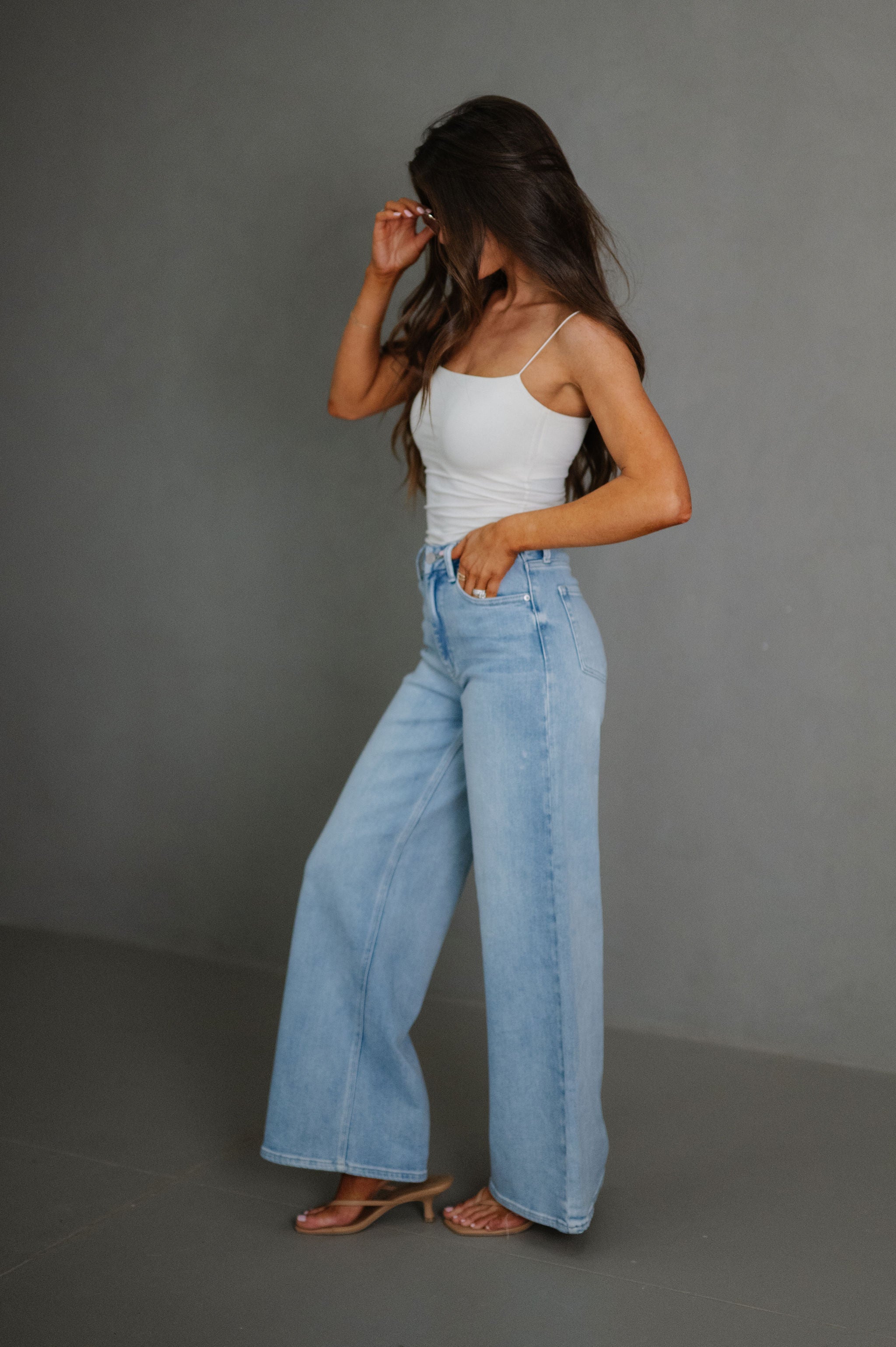 Poppy Wide Leg Jeans-Light Denim