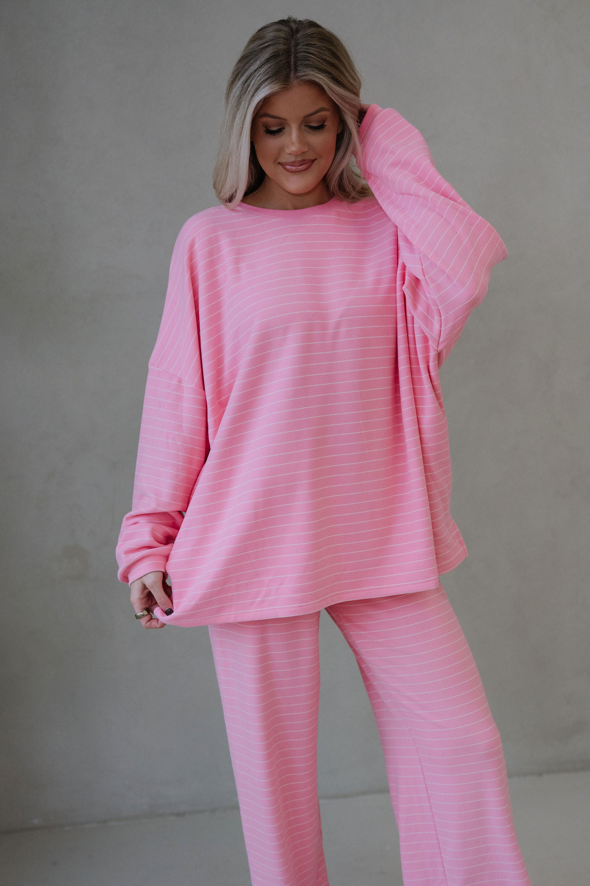 Laurel Striped Top-Pink