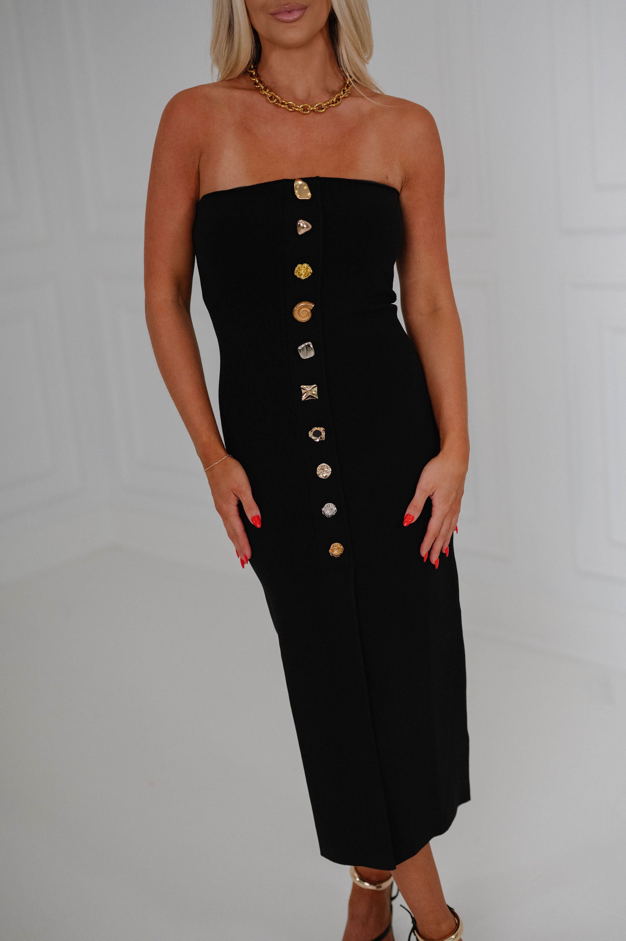 Celeste Midi Dress-Black