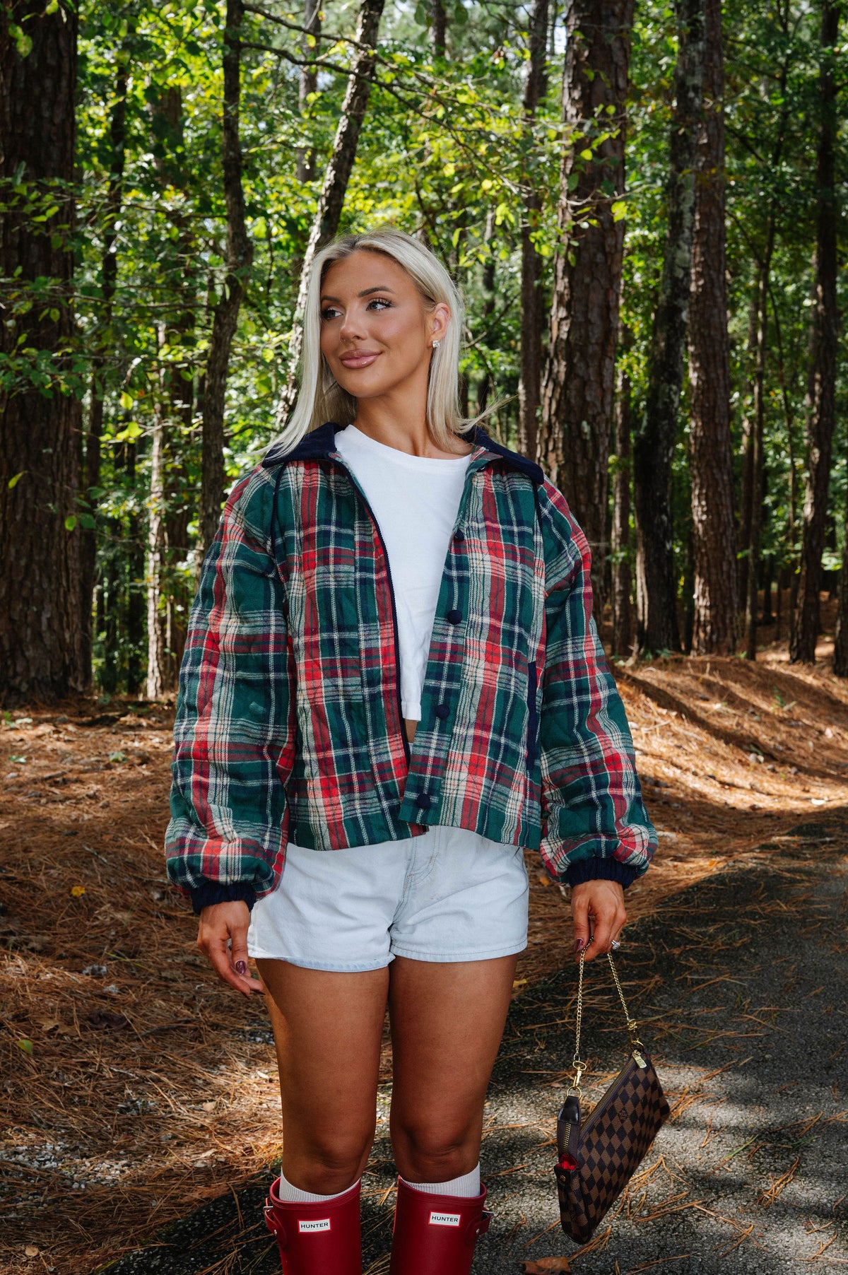 Jade Plaid Quilted Jacket-Green/Navy