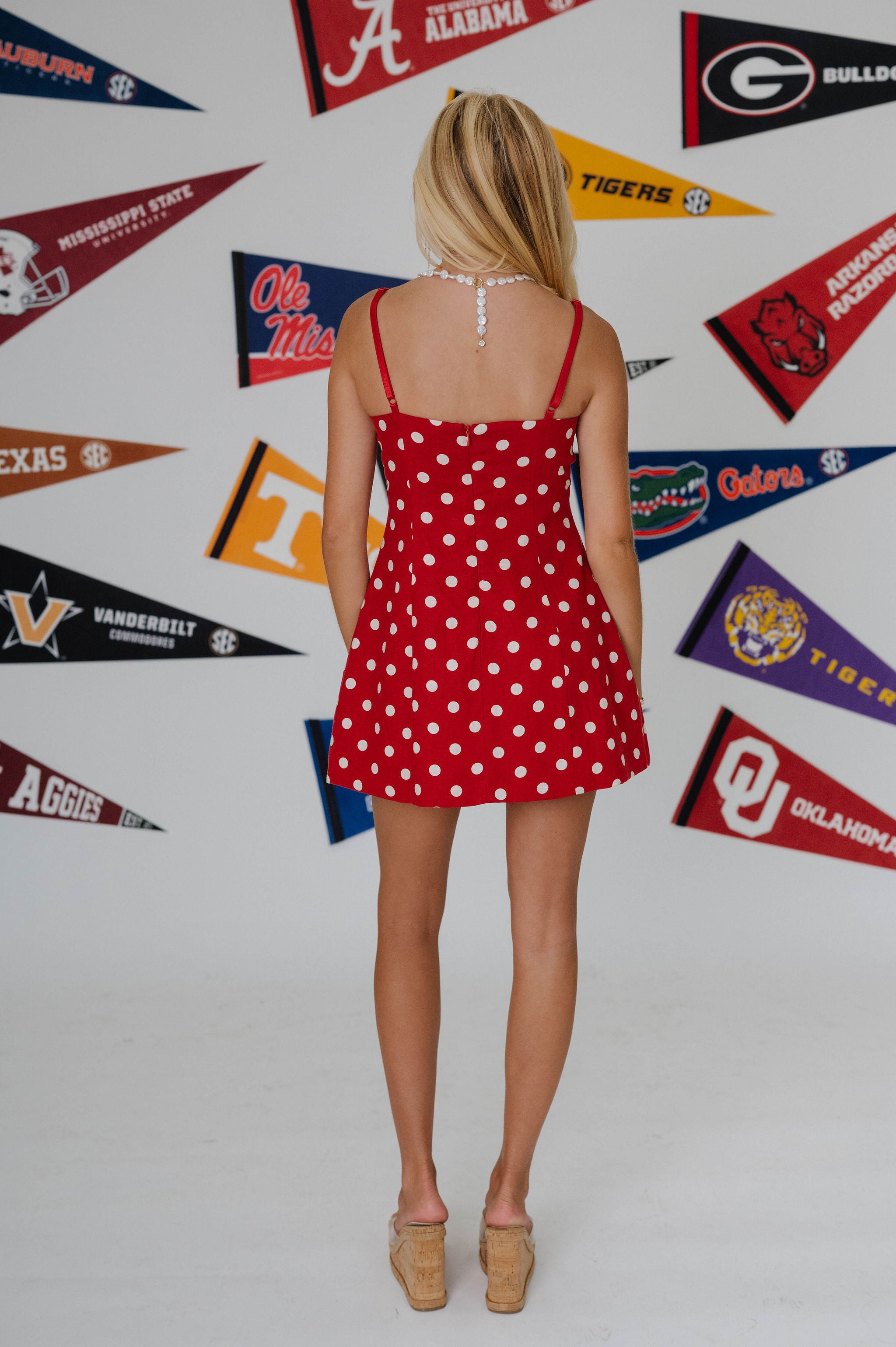 Larkin Mini Dress-Red/Natural