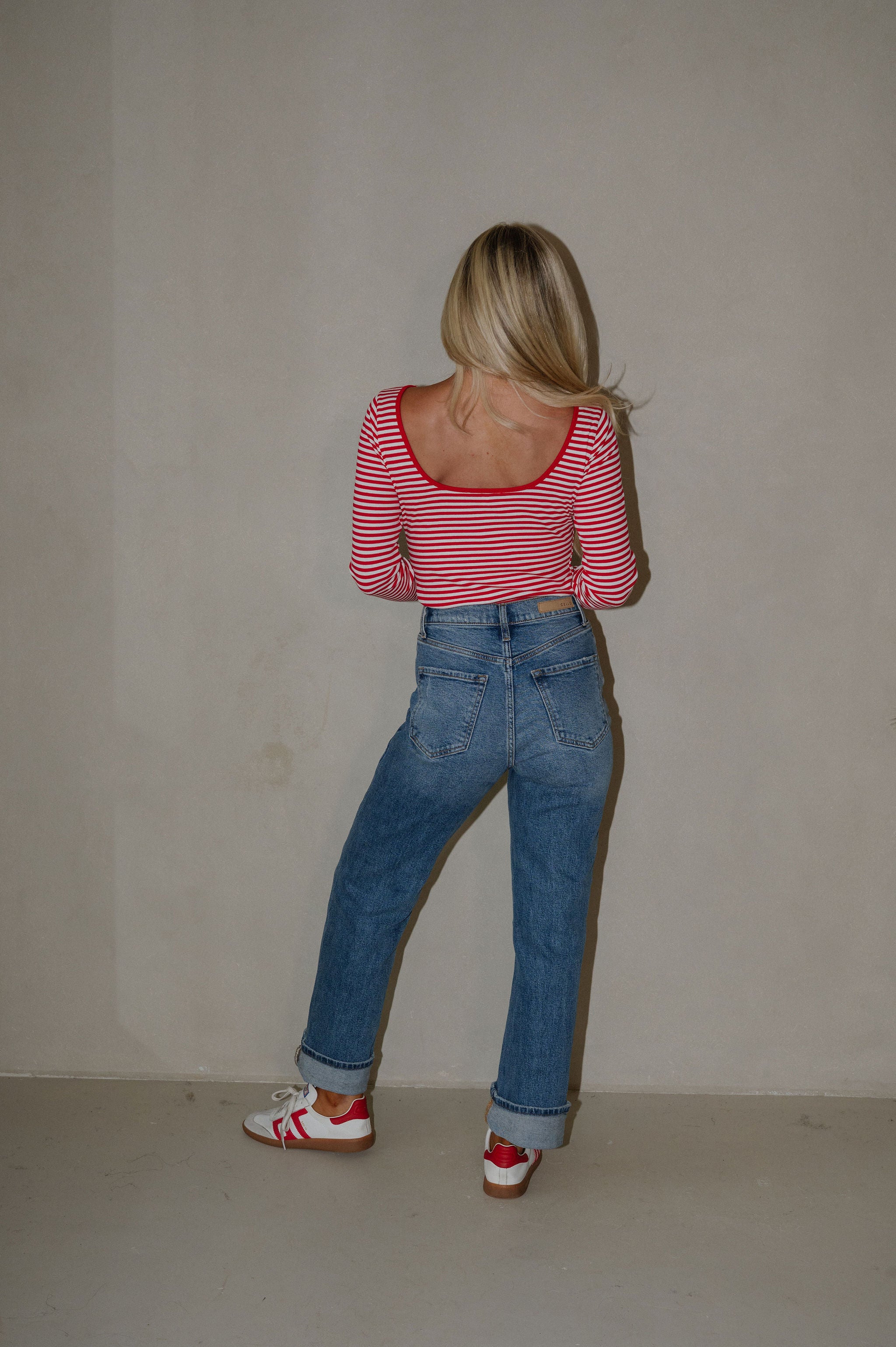 Ridley Striped Top-Red