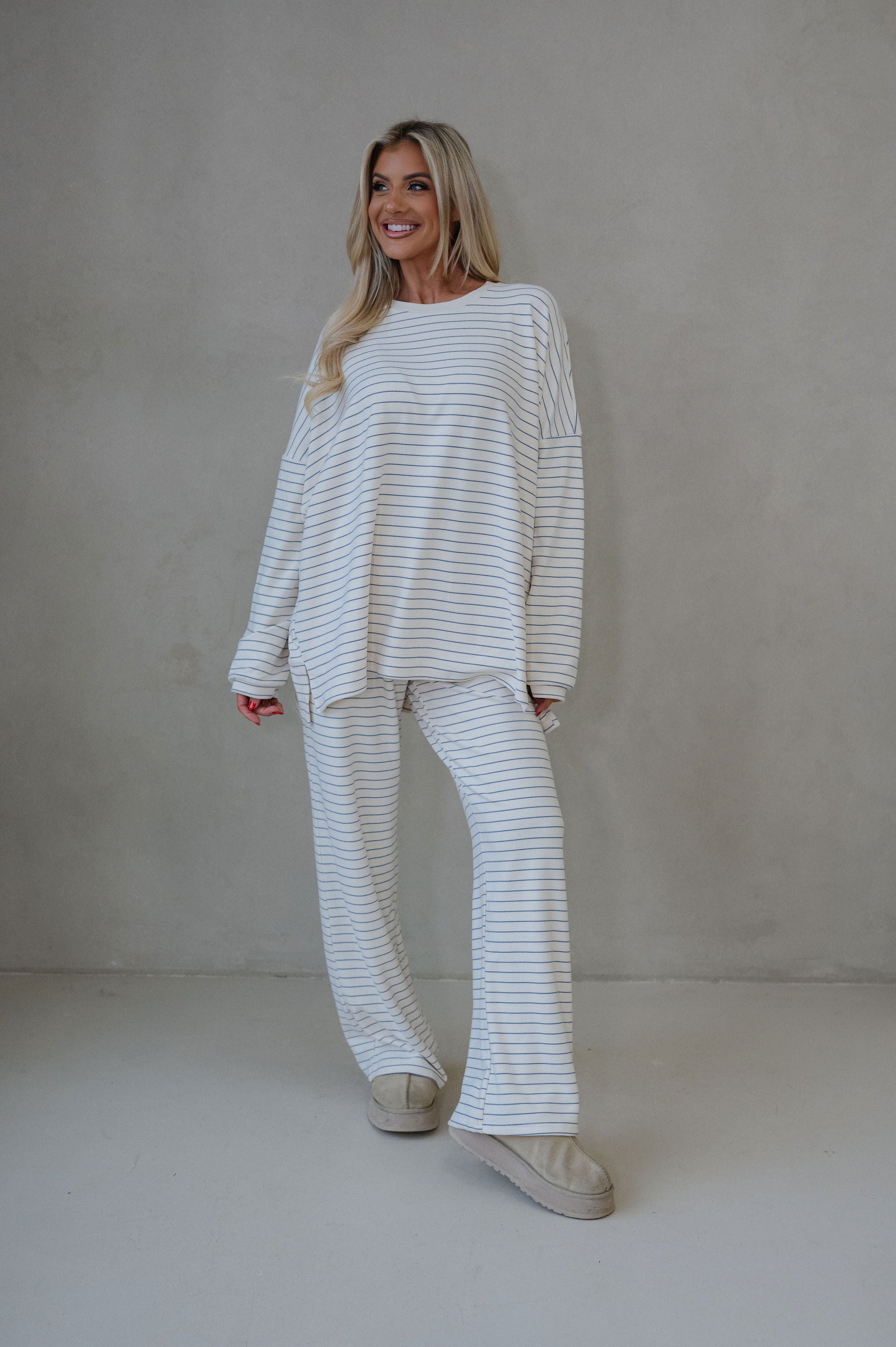 Hattie Striped Pants-Ivory