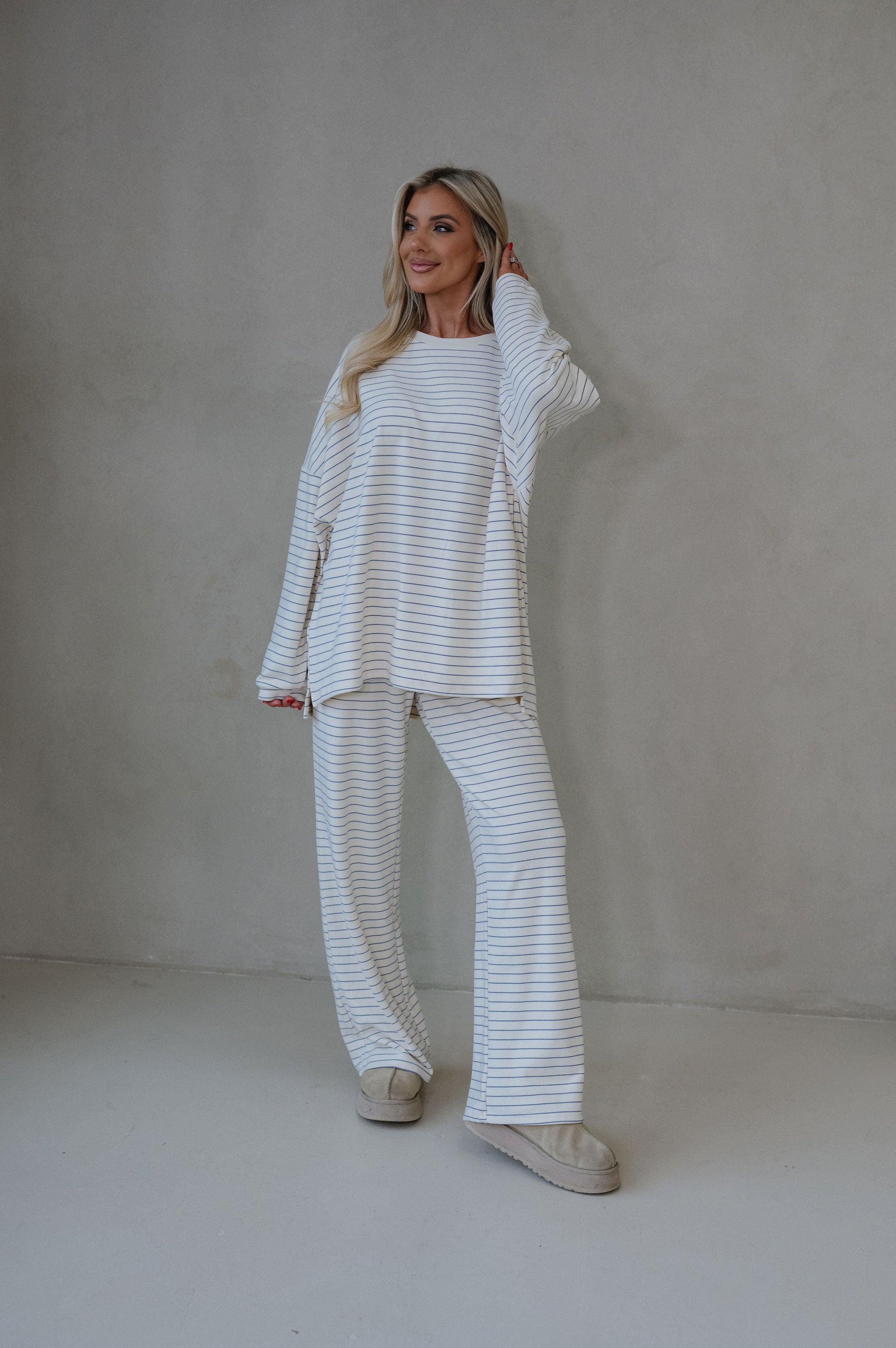Hattie Striped Pants-Ivory