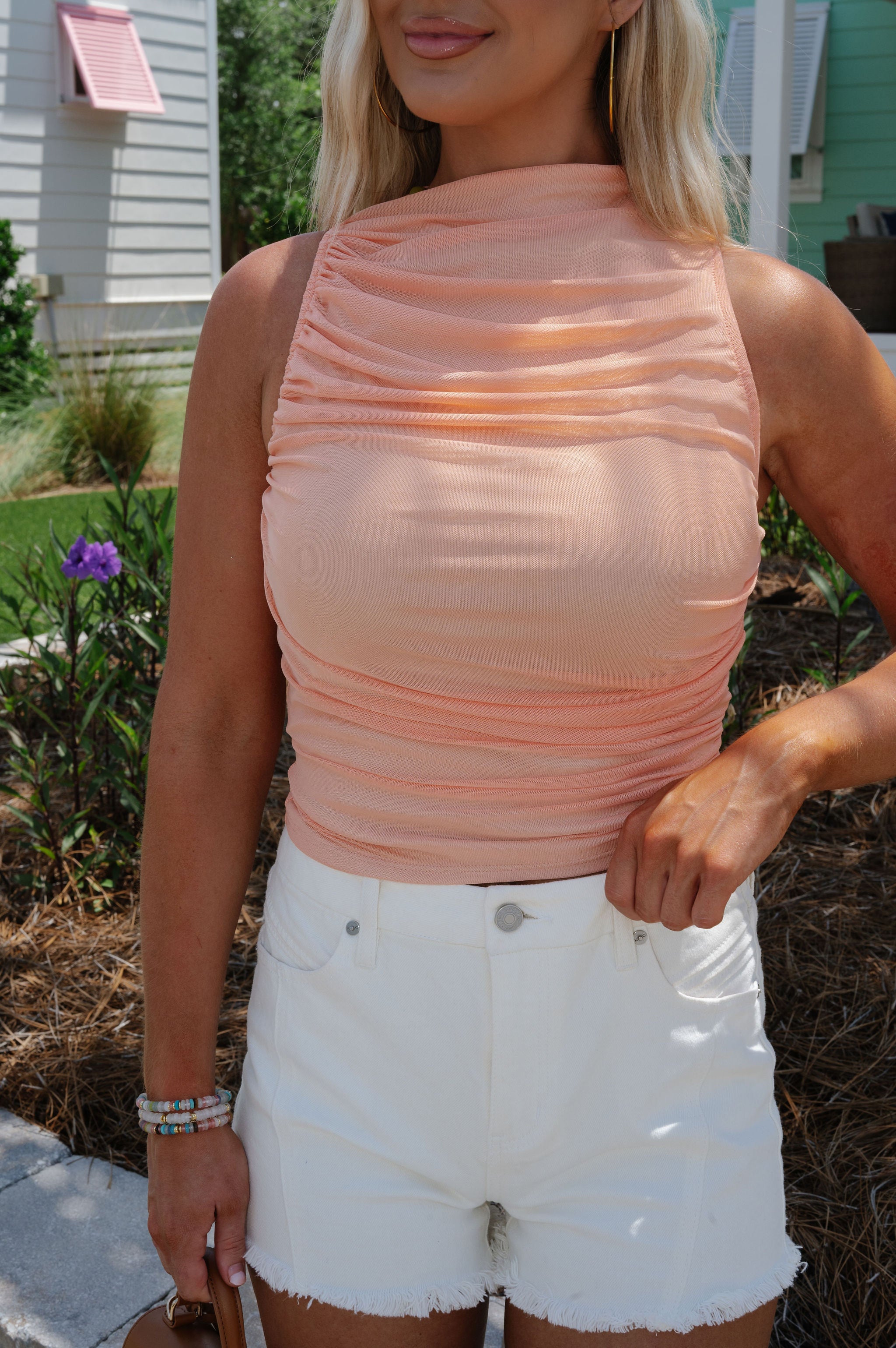 Birdie Mesh Tank Top- Cantaloupe